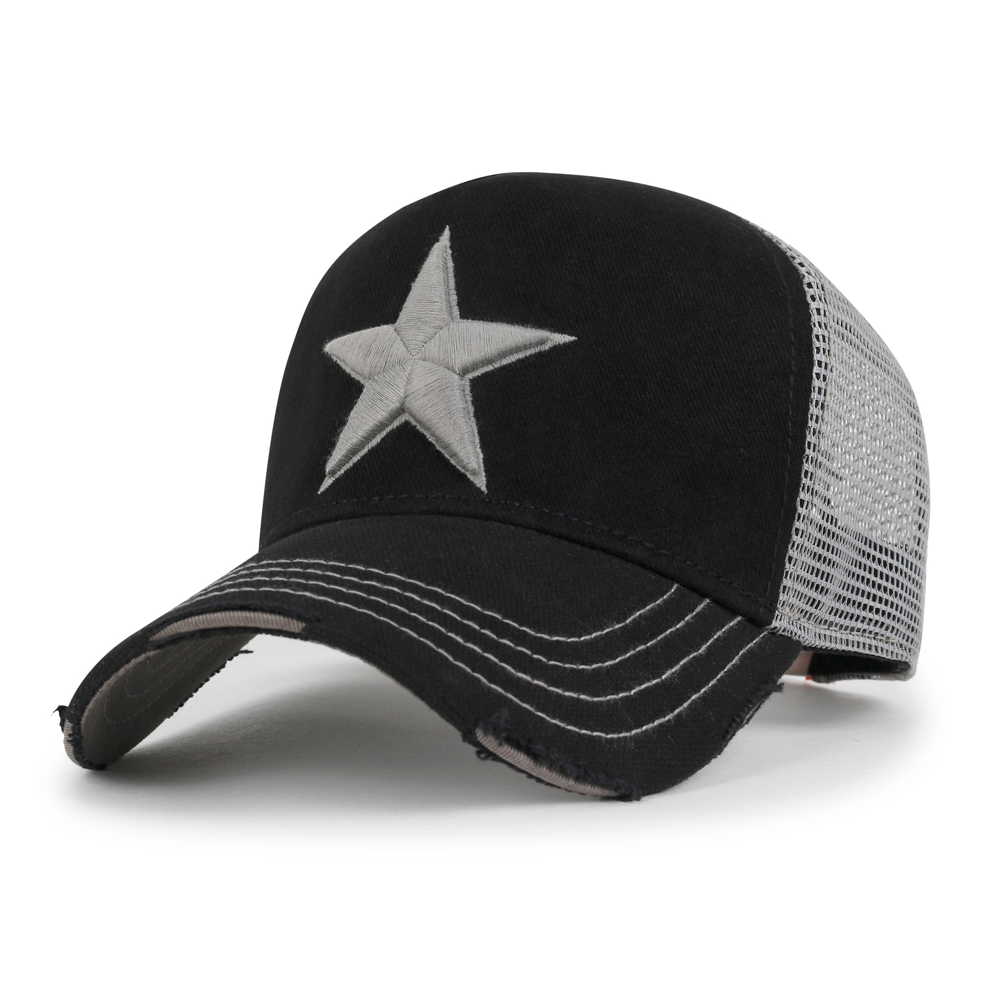 Premium Star Embroidery Structured Crown Vintage Trucker Hat