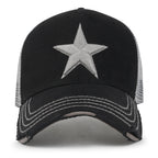 Premium Star Embroidery Structured Crown Vintage Trucker Hat