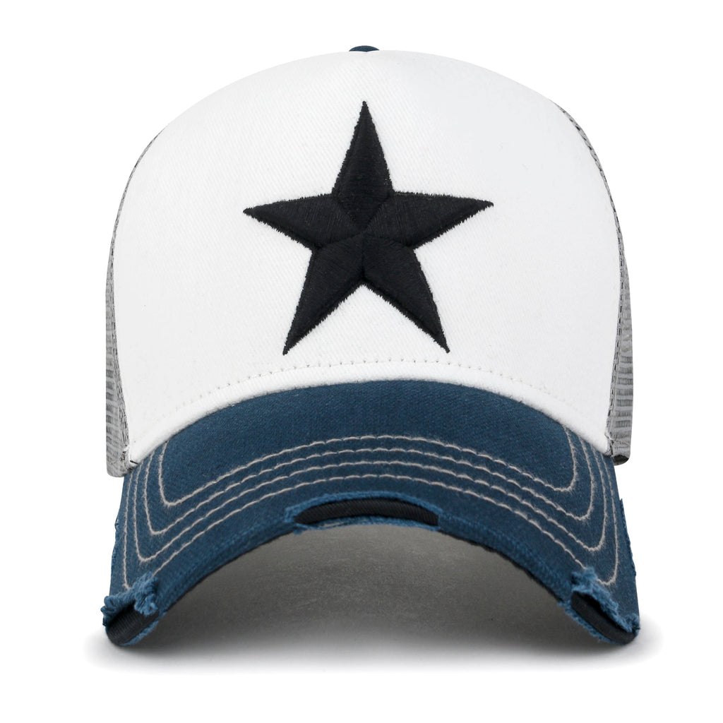 Premium Star Embroidery Structured Crown Vintage Trucker Hat