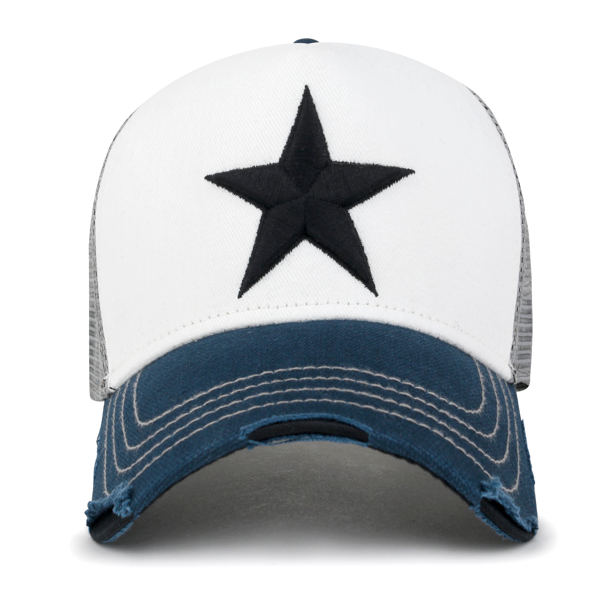 Premium Star Embroidery Structured Crown Vintage Trucker Hat