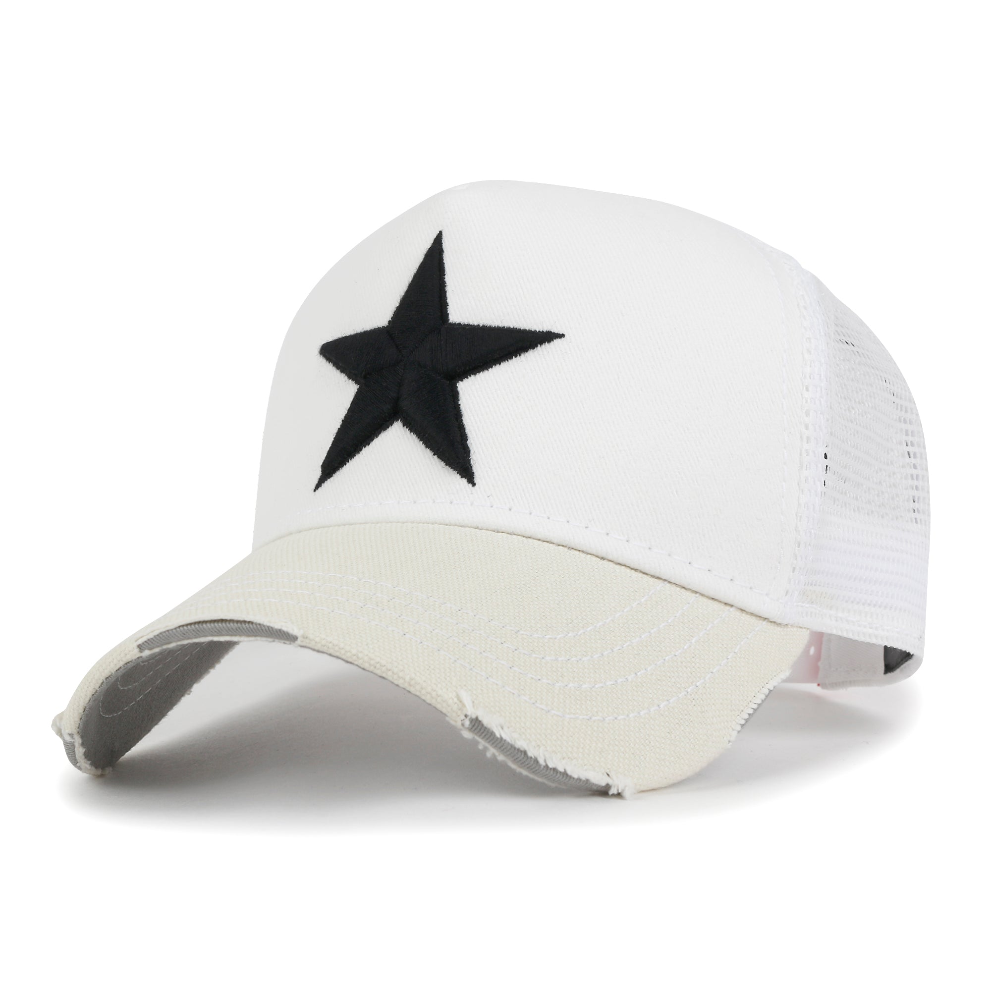 Premium Star Embroidery Structured Crown Vintage Trucker Hat