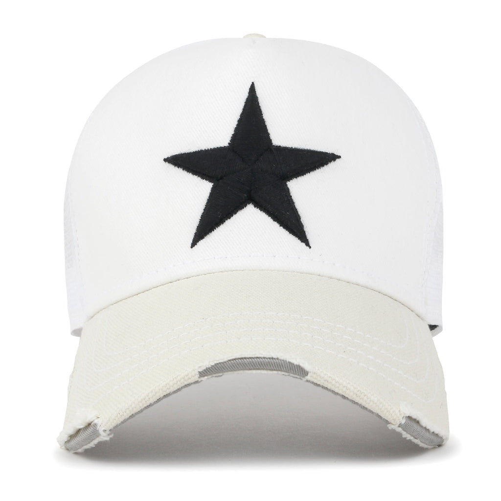 Premium Star Embroidery Structured Crown Vintage Trucker Hat