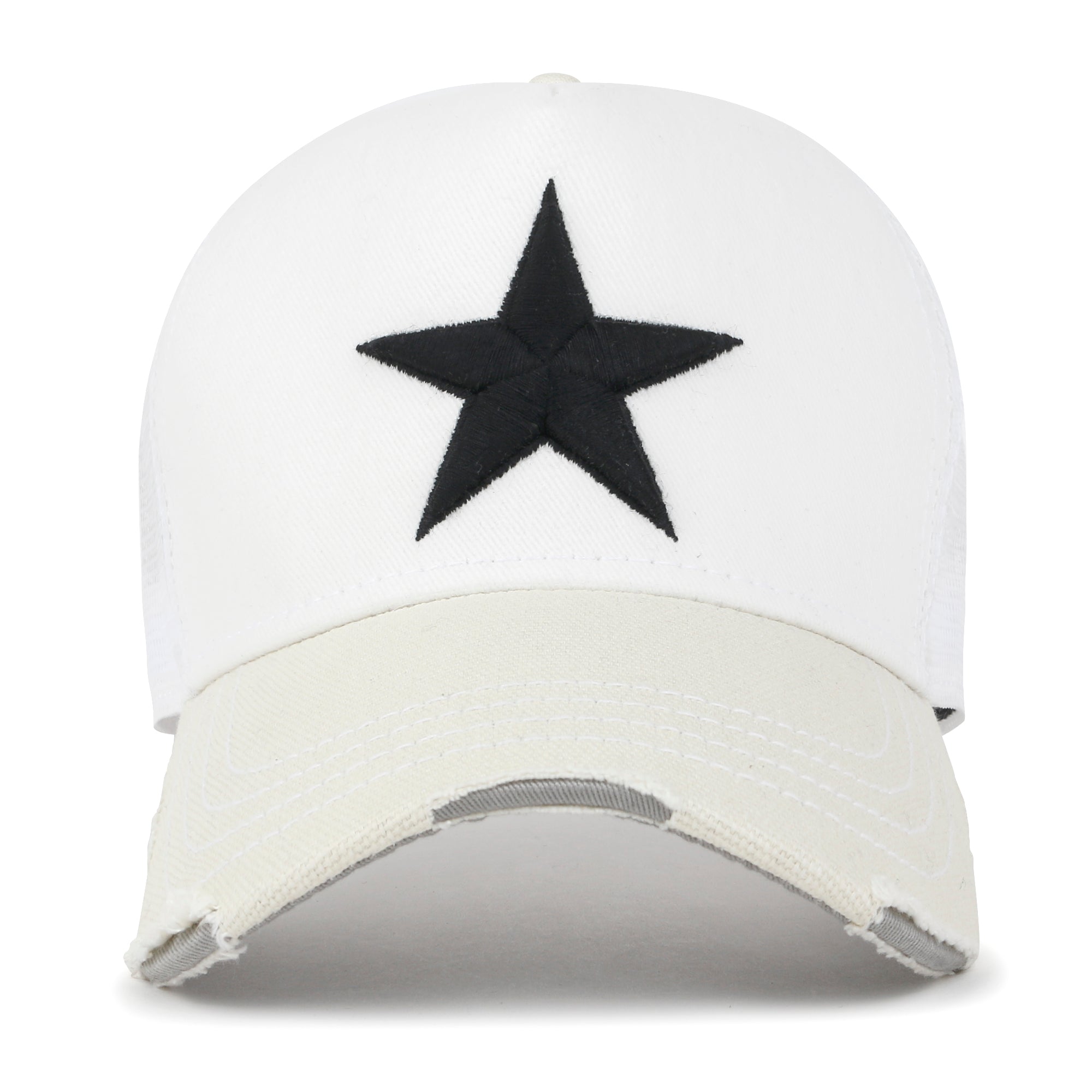 Premium Star Embroidery Structured Crown Vintage Trucker Hat