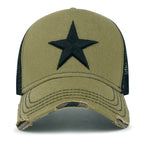 Premium Star Embroidery Structured Crown Vintage Trucker Hat