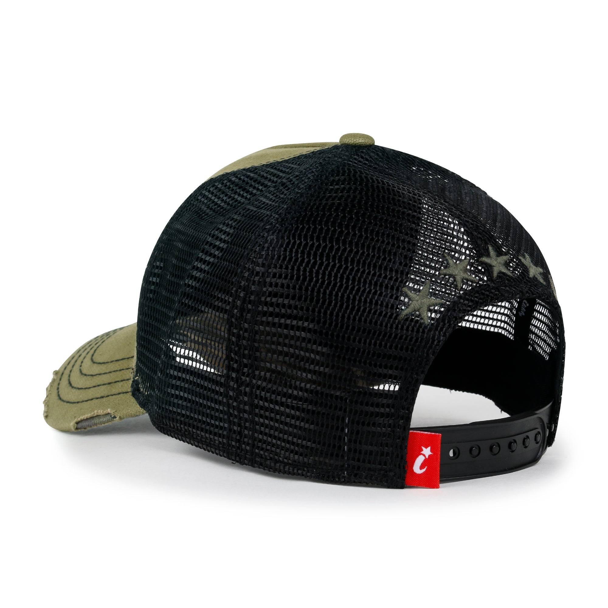 Premium Star Embroidery Structured Crown Vintage Trucker Hat