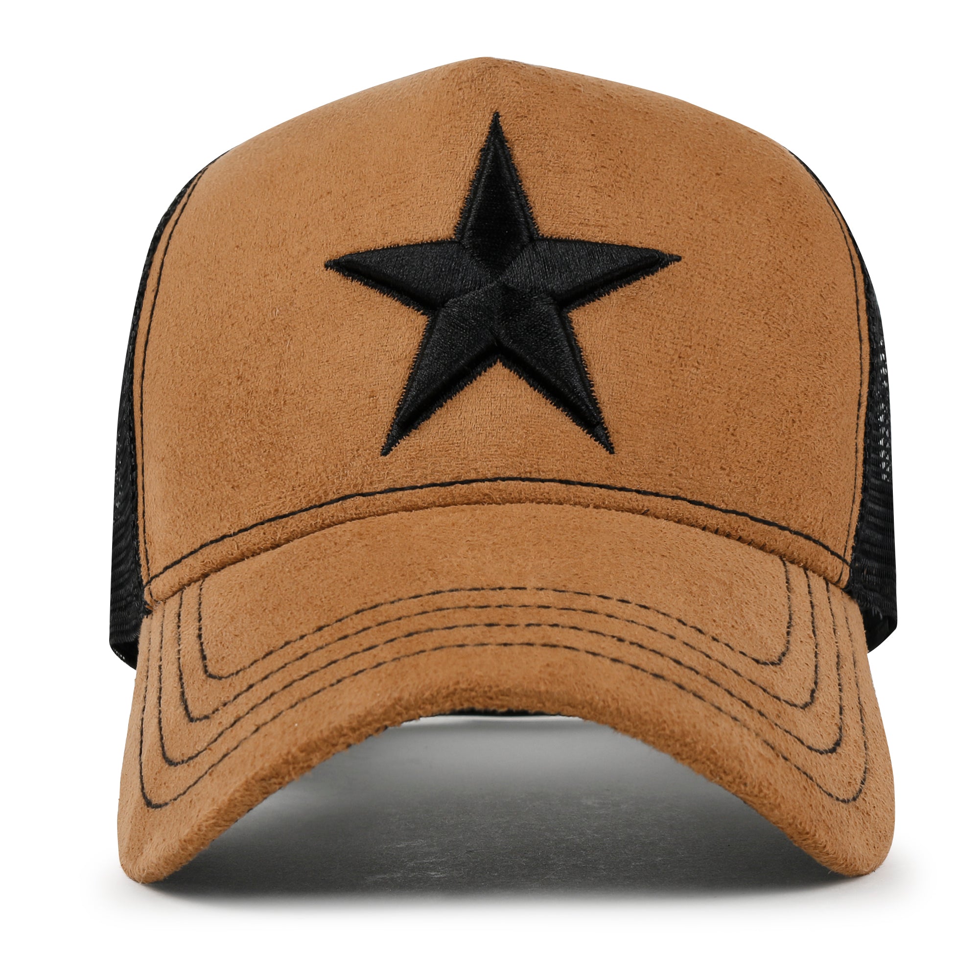 PREMIUM Star Embroidery Baseball Cap Faux Suede Trucker Hat