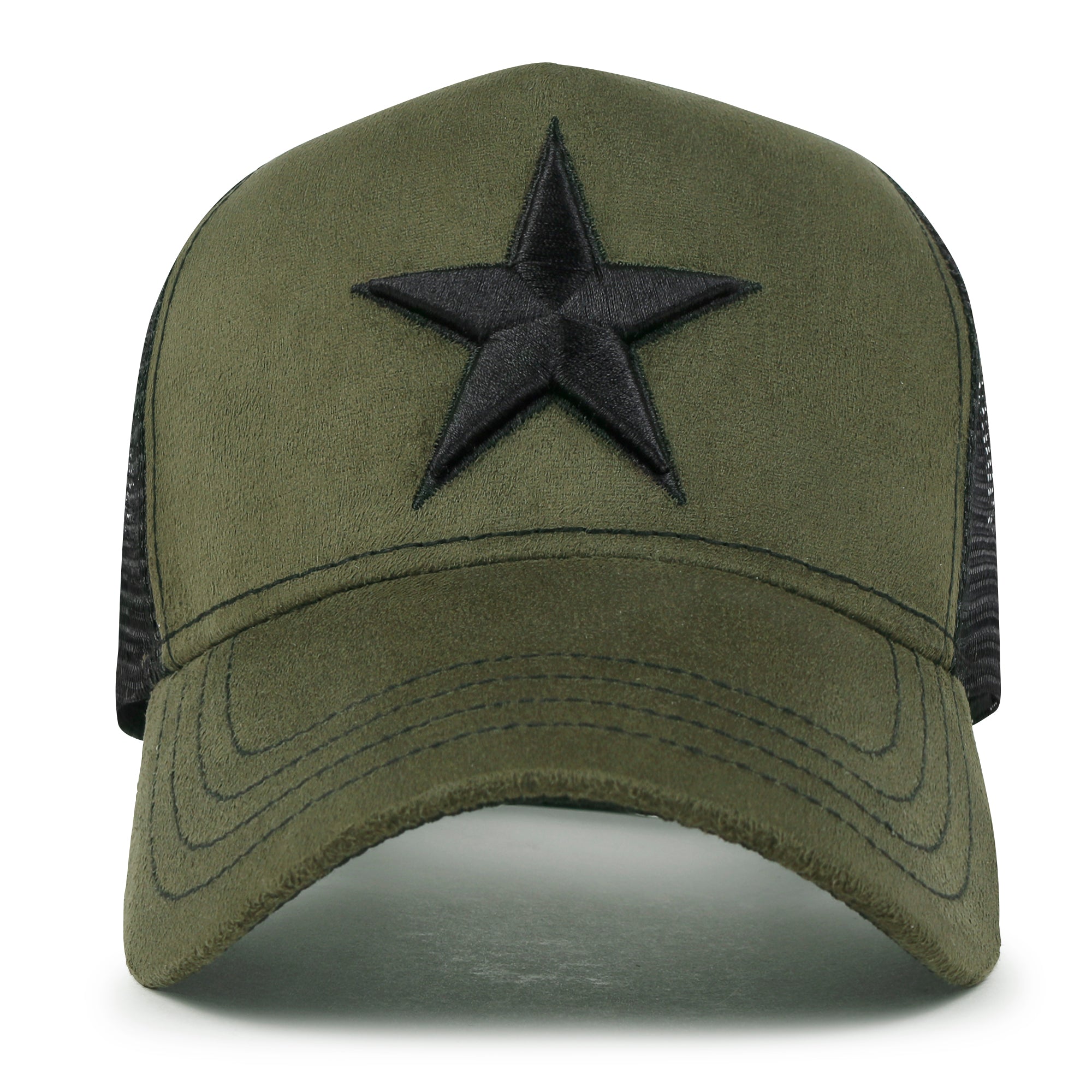 PREMIUM Star Embroidery Baseball Cap Faux Suede Trucker Hat