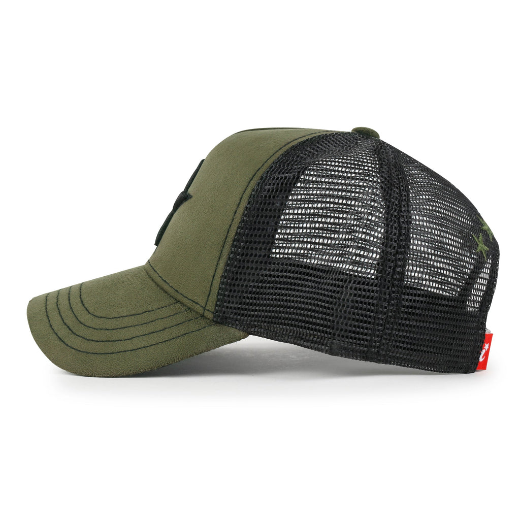 PREMIUM Star Embroidery Baseball Cap Faux Suede Trucker Hat
