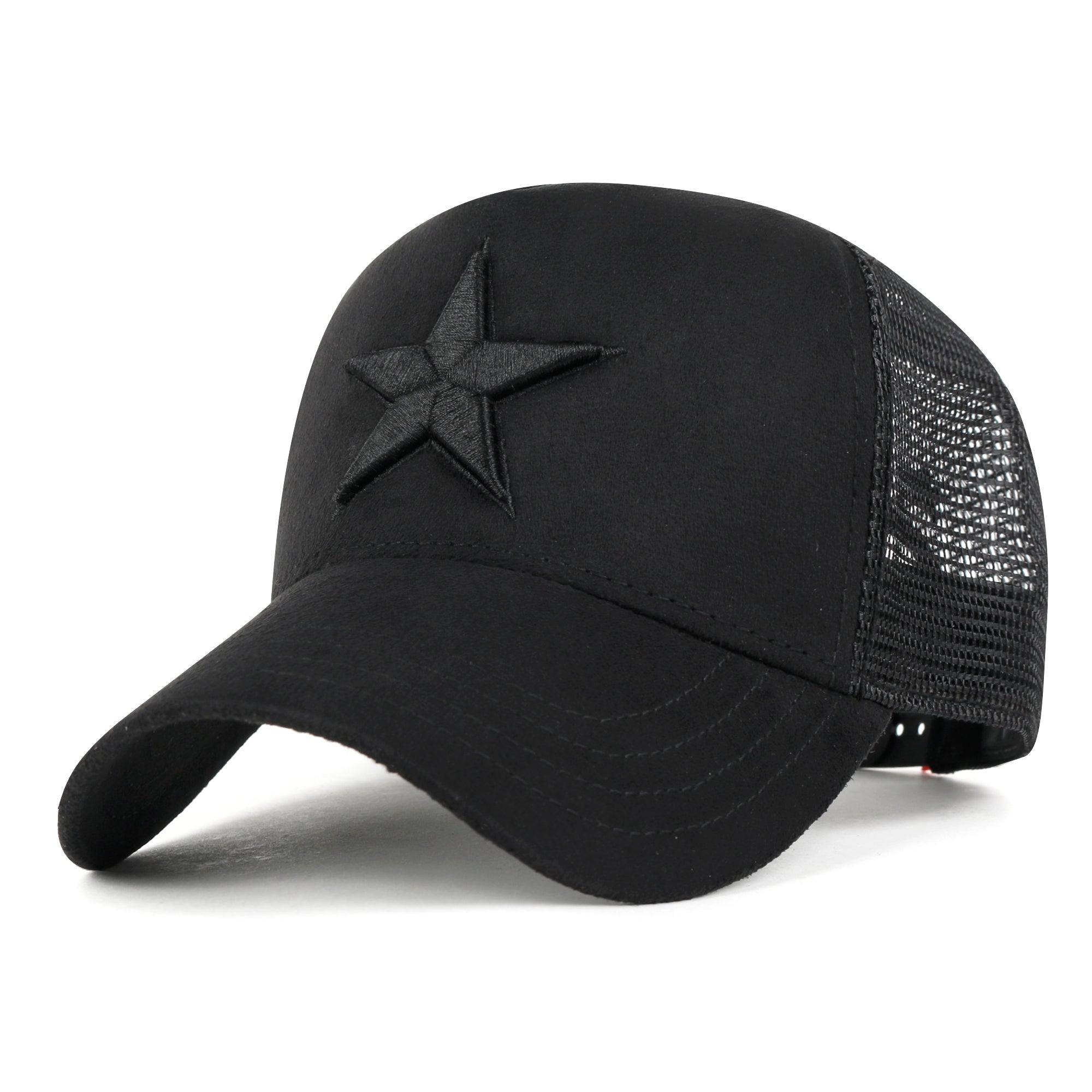 PREMIUM Star Embroidery Baseball Cap Faux Suede Trucker Hat