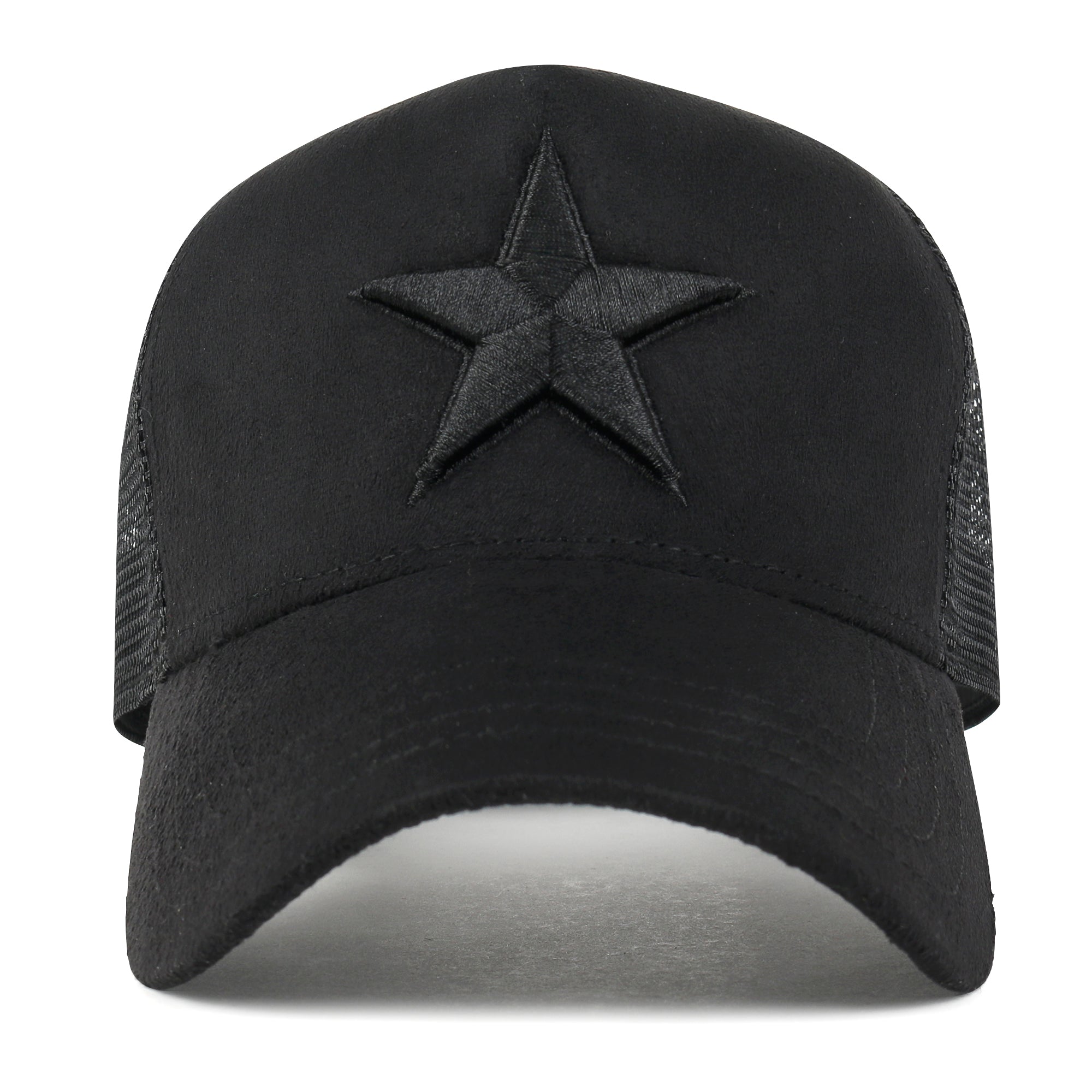 PREMIUM Star Embroidery Baseball Cap Faux Suede Trucker Hat