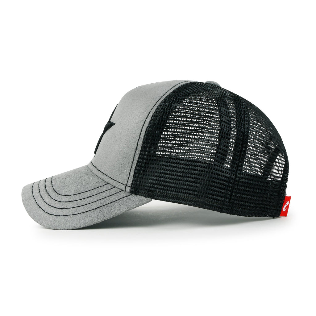 PREMIUM Star Embroidery Baseball Cap Faux Suede Trucker Hat