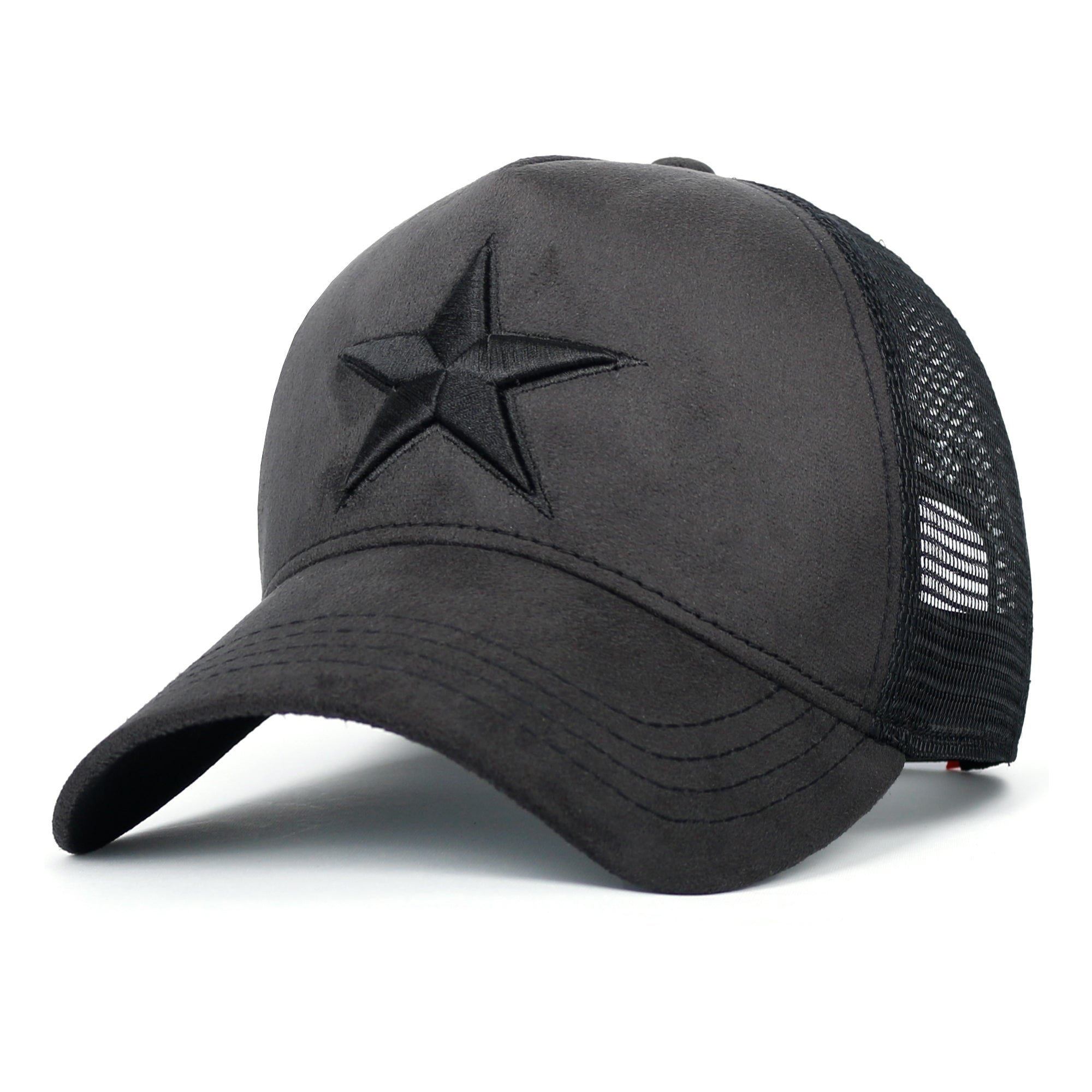 PREMIUM Star Embroidery Baseball Cap Faux Suede Trucker Hat