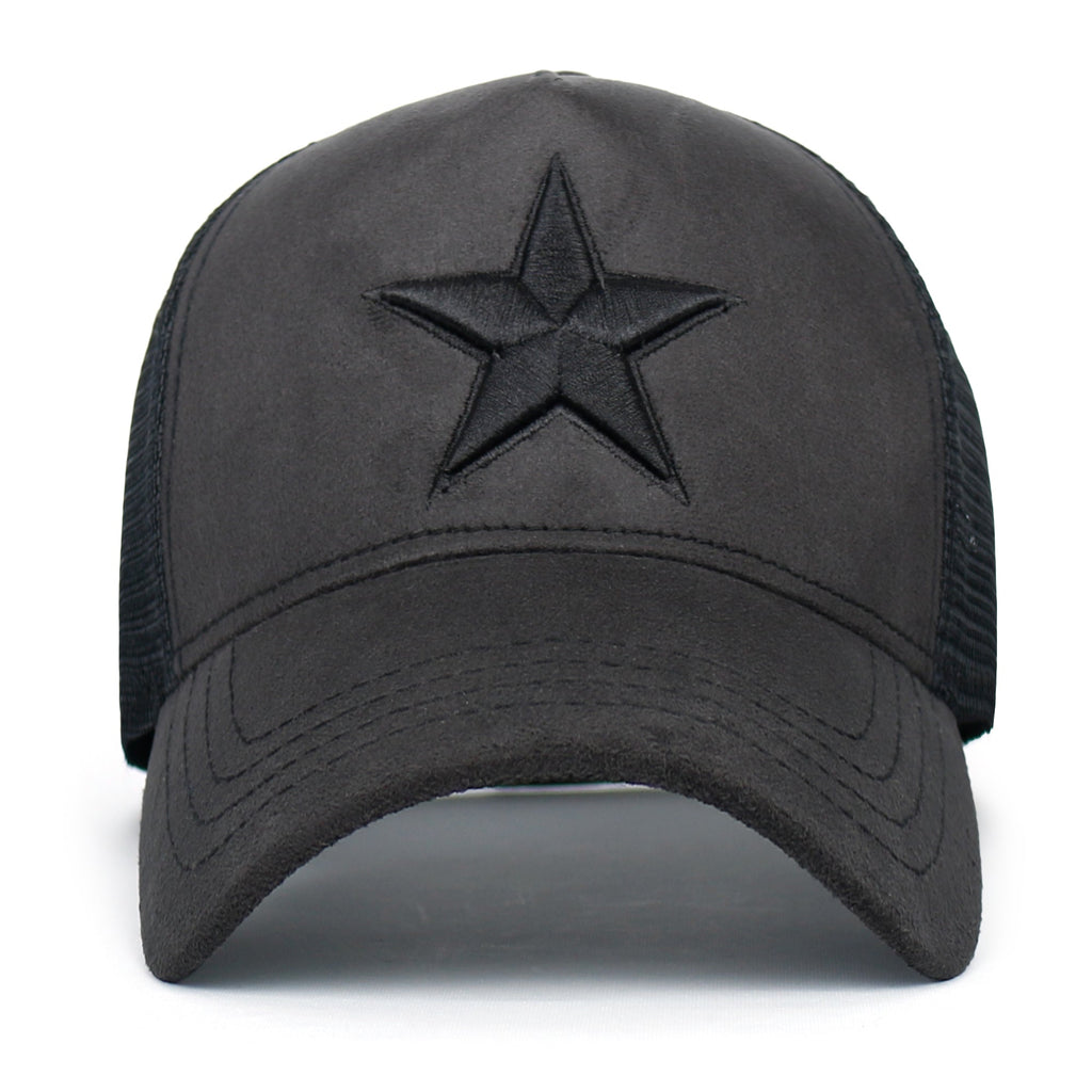 PREMIUM Star Embroidery Baseball Cap Faux Suede Trucker Hat
