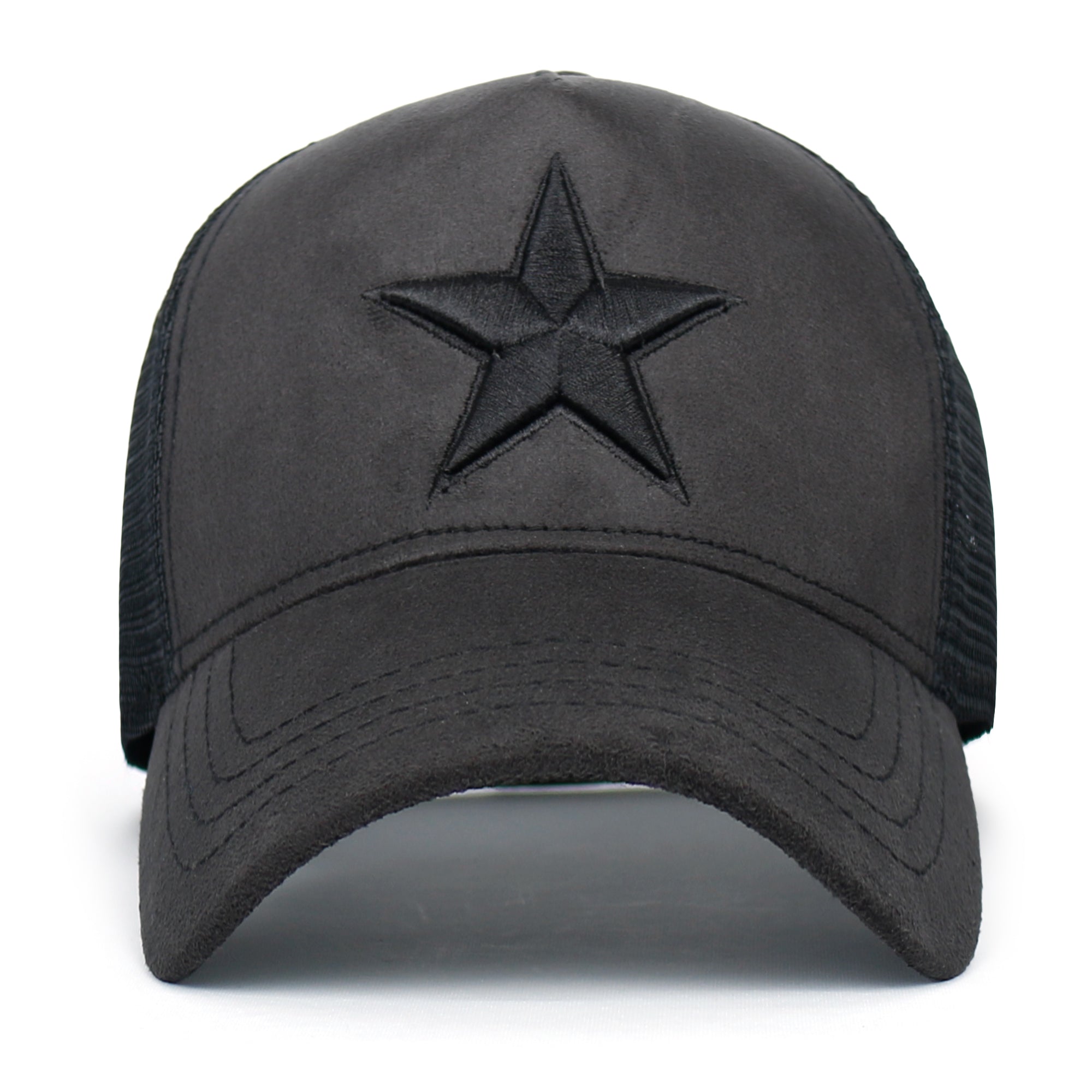 PREMIUM Star Embroidery Baseball Cap Faux Suede Trucker Hat