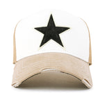 PREMIUM Faux Leather Star Patch Baseball Cap Cotton Vintage Trucker Hat