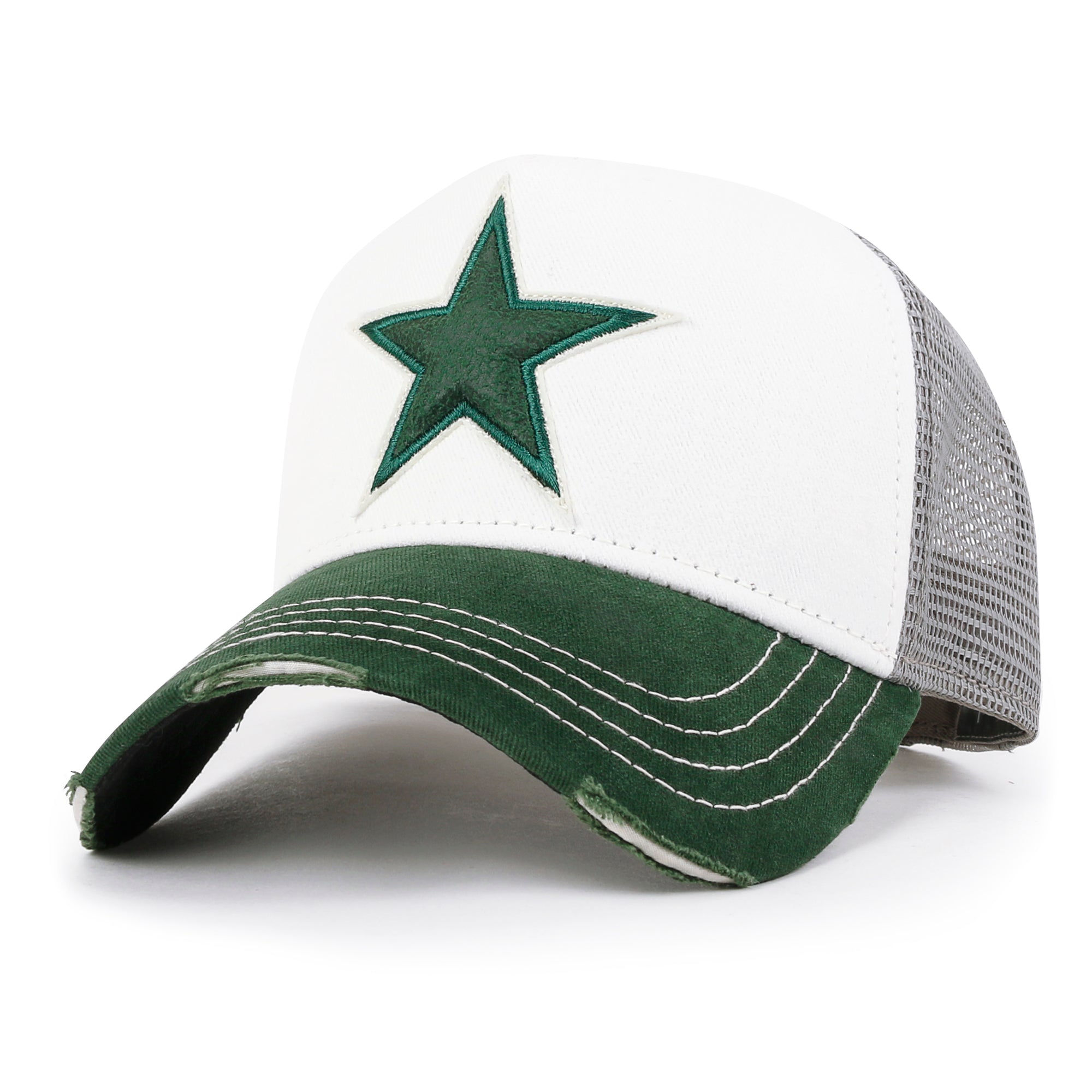 PREMIUM Faux Leather Star Patch Baseball Cap Cotton Vintage Trucker Hat