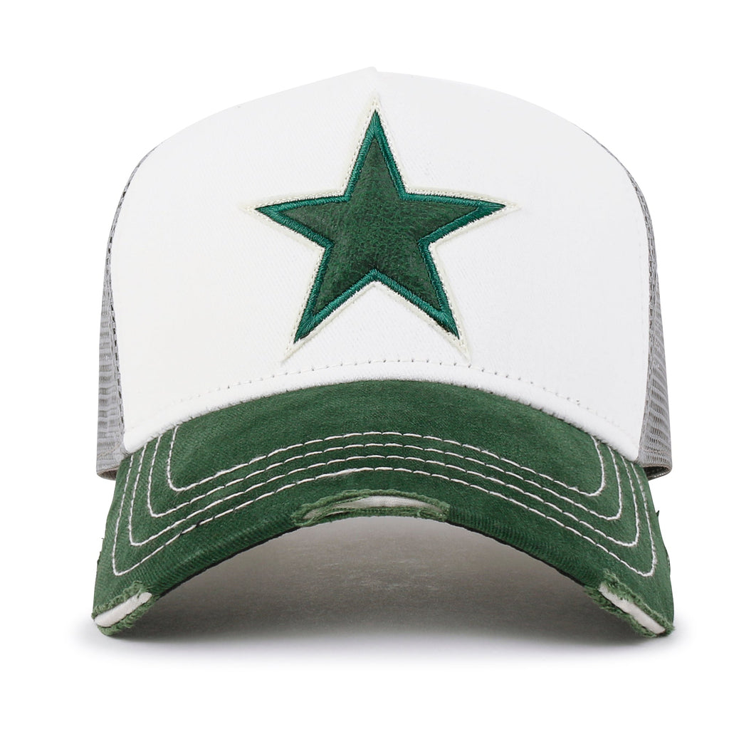 PREMIUM Faux Leather Star Patch Baseball Cap Cotton Vintage Trucker Hat