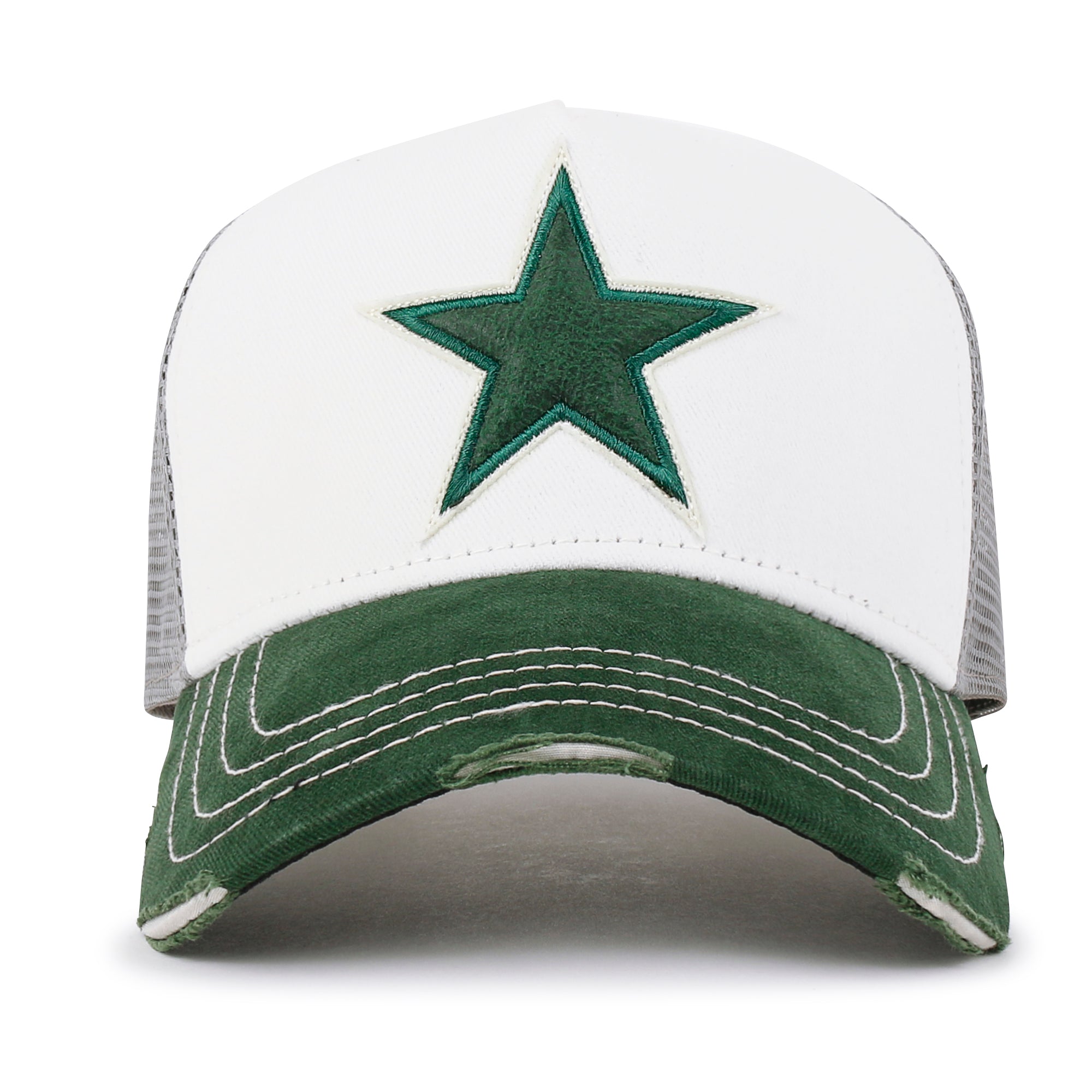 PREMIUM Faux Leather Star Patch Baseball Cap Cotton Vintage Trucker Hat