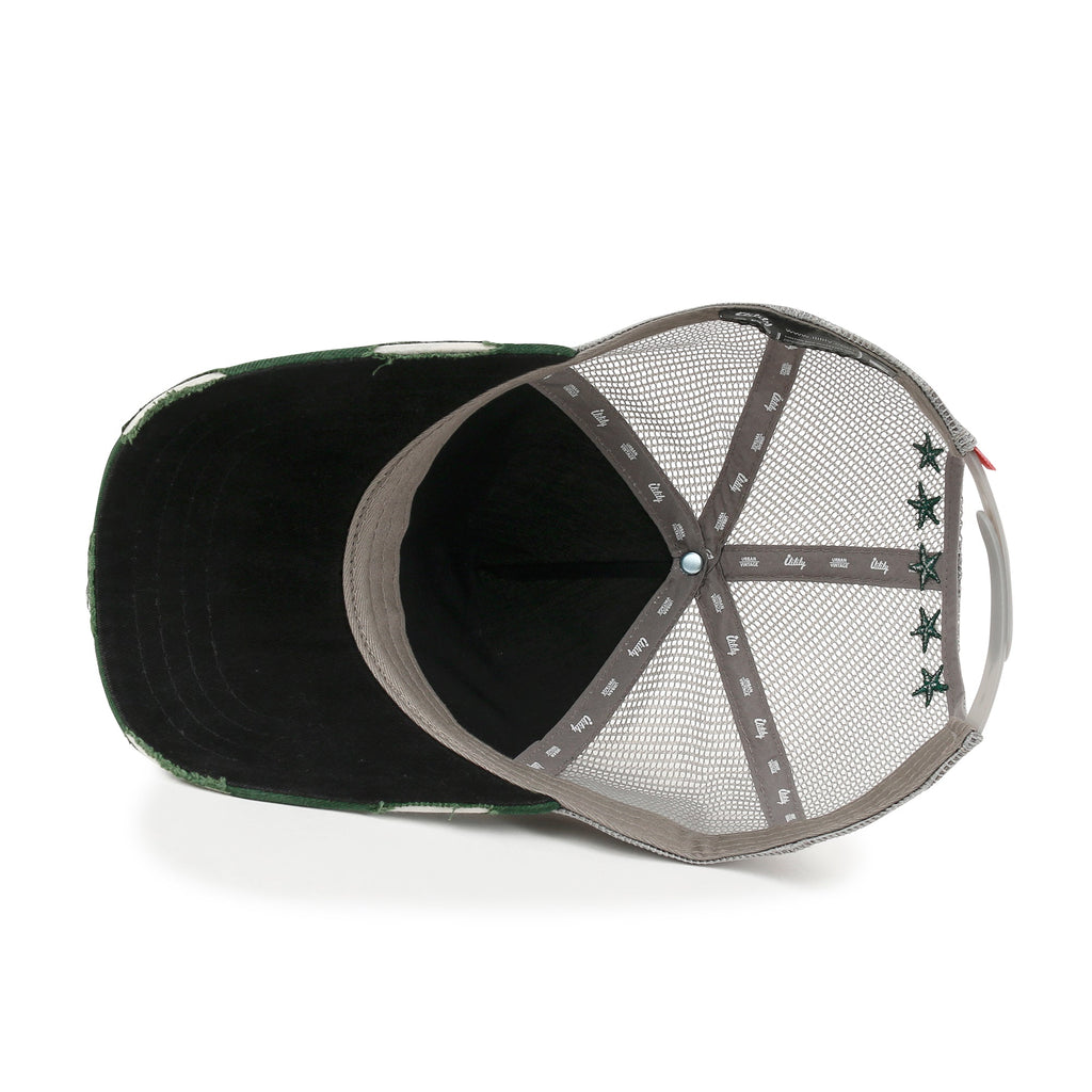 PREMIUM Faux Leather Star Patch Baseball Cap Cotton Vintage Trucker Hat
