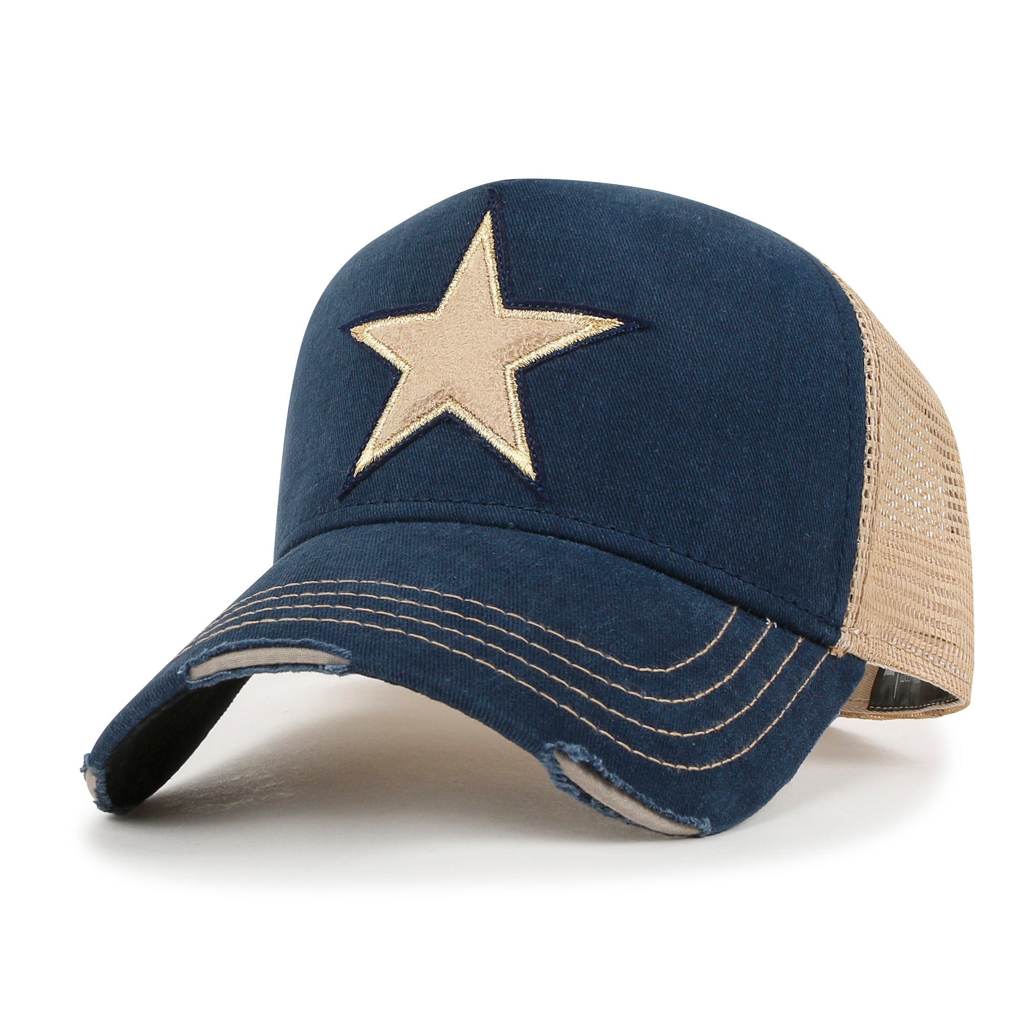PREMIUM Faux Leather Star Patch Baseball Cap Cotton Vintage Trucker Hat