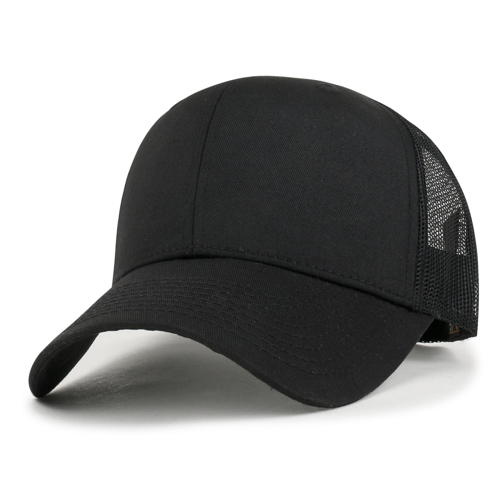 Blank Six Panel Mesh Back Baseball Cap Basic Snap Back Trucker Hat