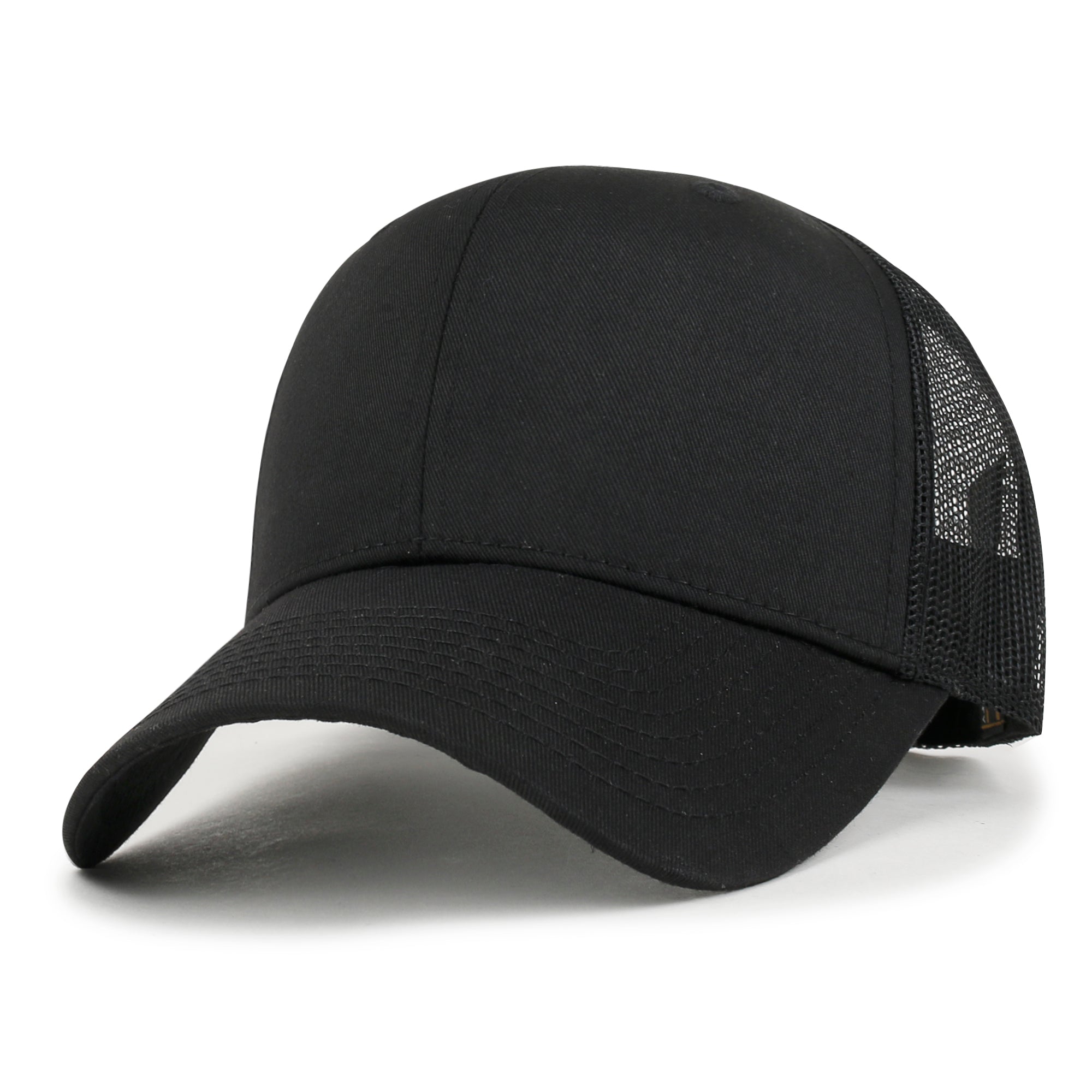 Blank Six Panel Mesh Back Baseball Cap Basic Snap Back Trucker Hat