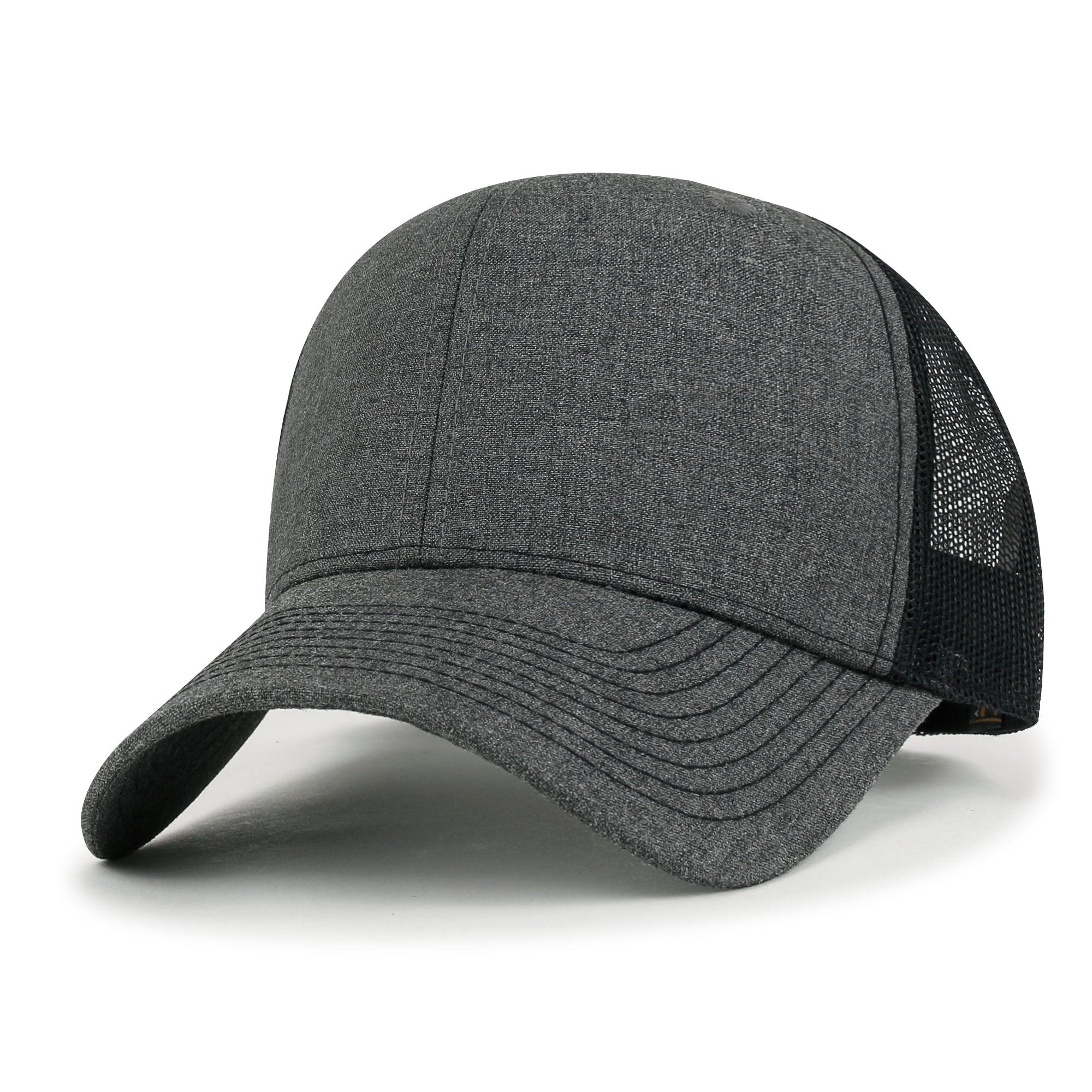 Blank Six Panel Mesh Back Baseball Cap Basic Snap Back Trucker Hat