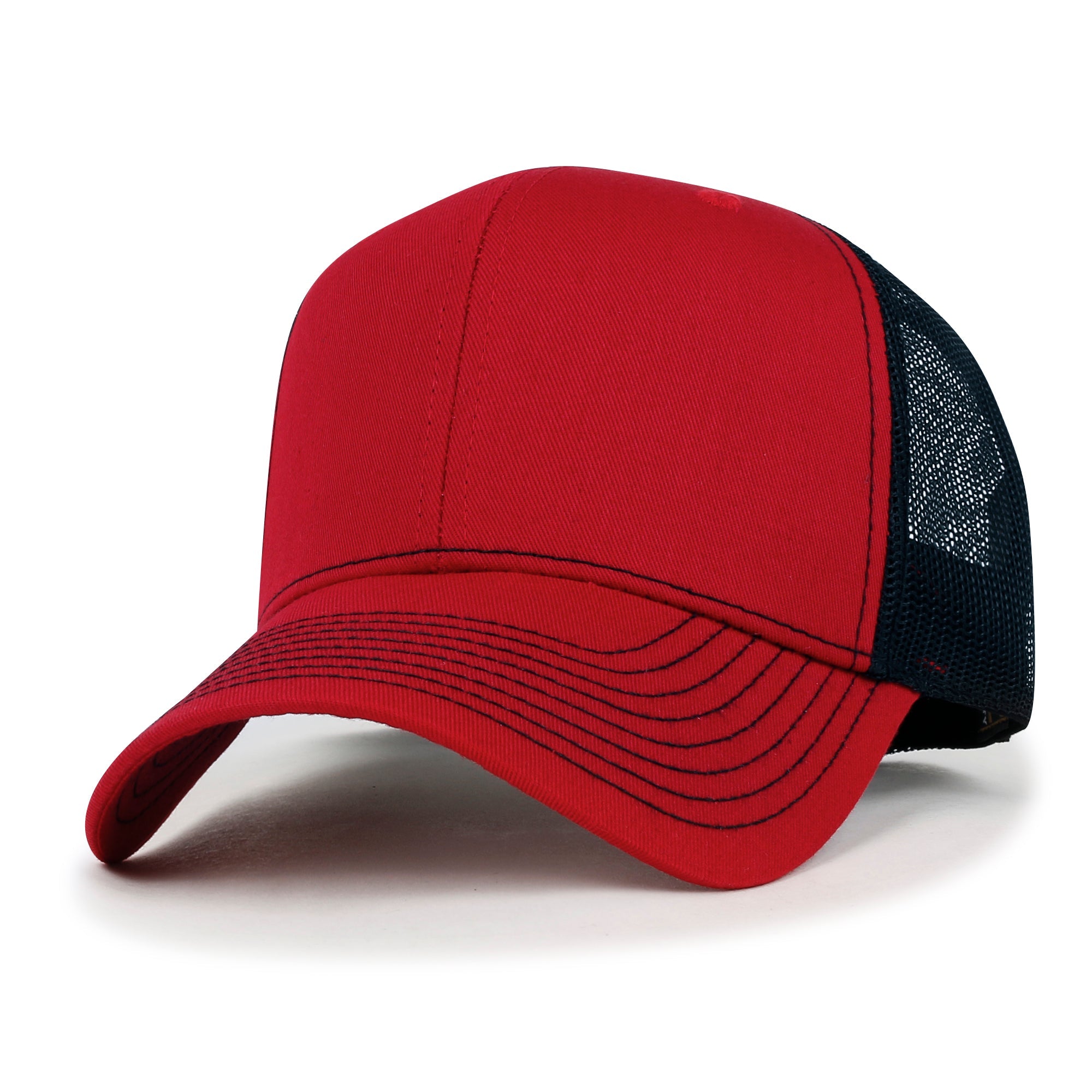 Blank Six Panel Mesh Back Baseball Cap Basic Snap Back Trucker Hat