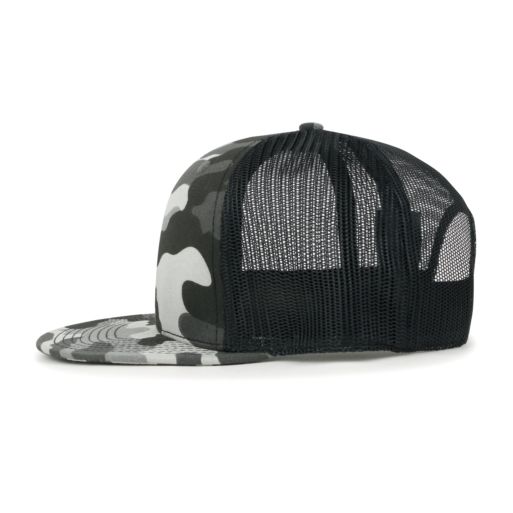 Blank Six Panel Mesh Back Baseball Cap Basic Snap Back Flat Brim Hat