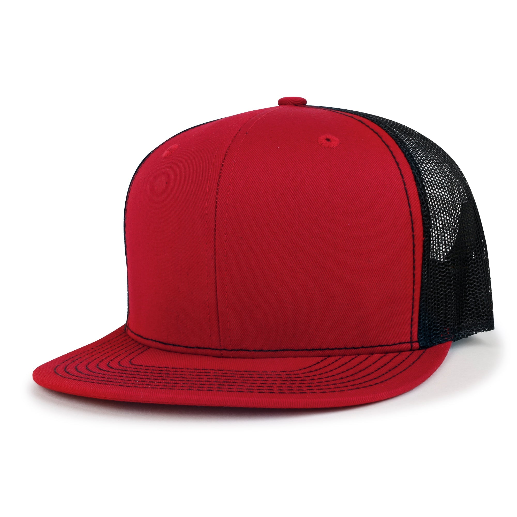 Blank Six Panel Mesh Back Baseball Cap Basic Snap Back Flat Brim Hat