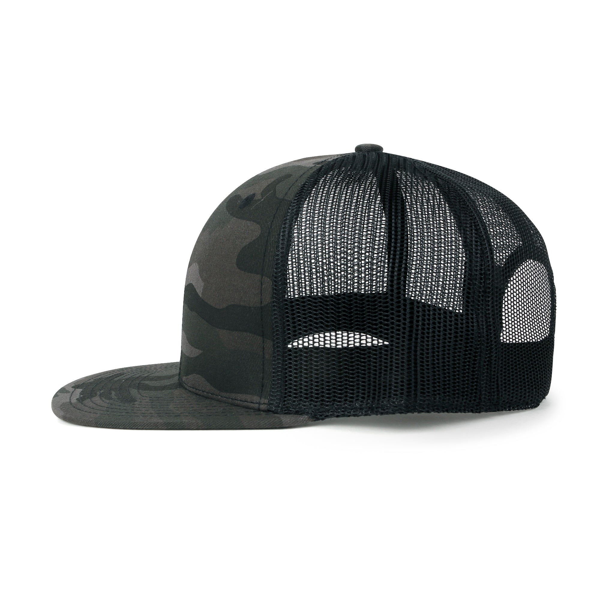 Blank Six Panel Mesh Back Baseball Cap Basic Snap Back Flat Brim Hat