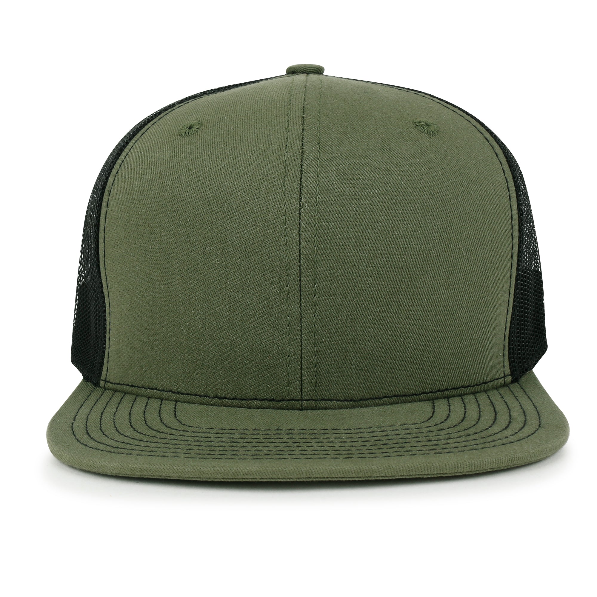 Blank Six Panel Mesh Back Baseball Cap Basic Snap Back Flat Brim Hat