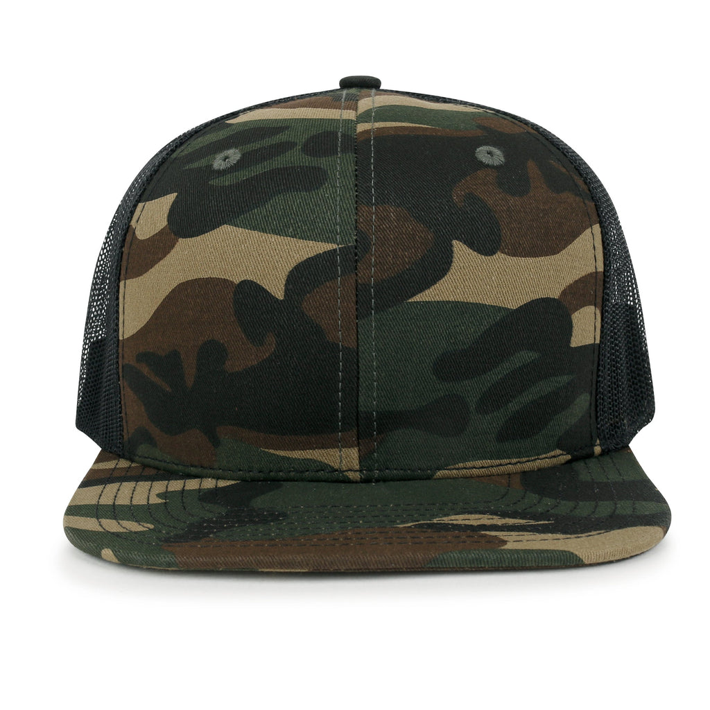 Blank Six Panel Mesh Back Baseball Cap Basic Snap Back Flat Brim Hat