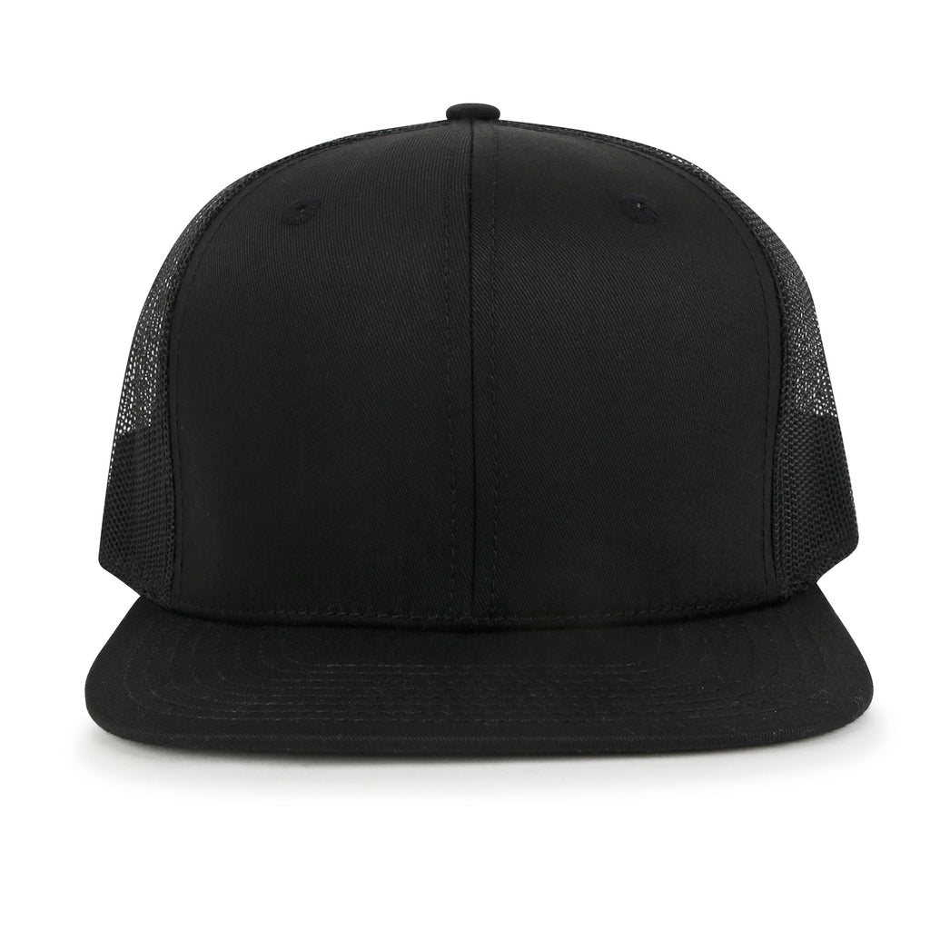 Blank Six Panel Mesh Back Baseball Cap Basic Snap Back Flat Brim Hat