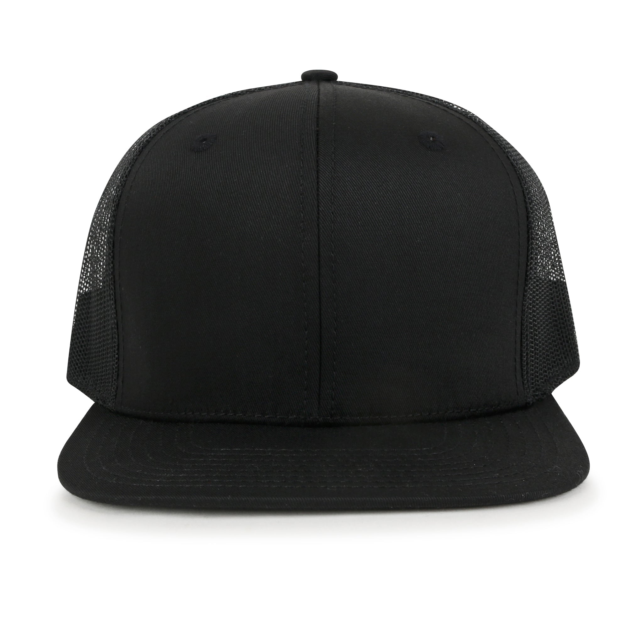 Blank Six Panel Mesh Back Baseball Cap Basic Snap Back Flat Brim Hat