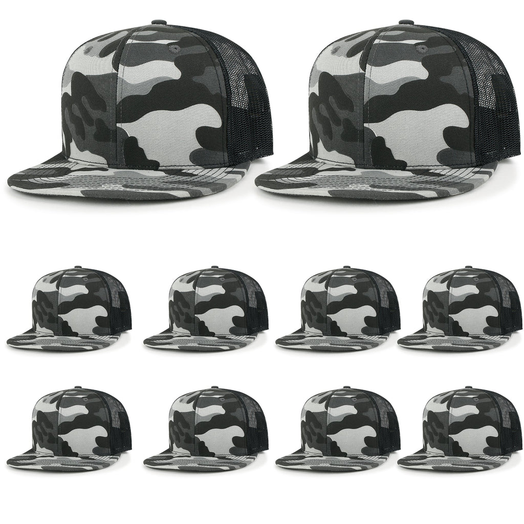 10 Bulk Pack Blank Six Panel Mesh Back Baseball Cap Basic Trucker Hat