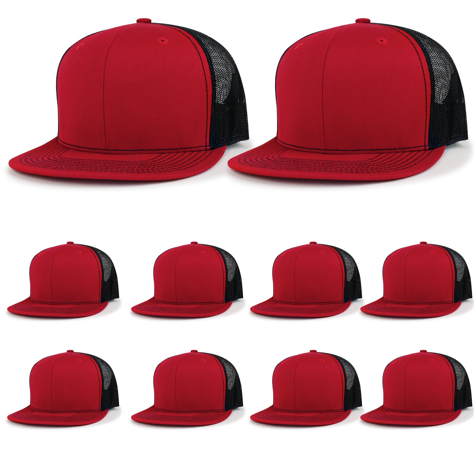 10 Bulk Pack Blank Six Panel Mesh Back Baseball Cap Basic Trucker Hat