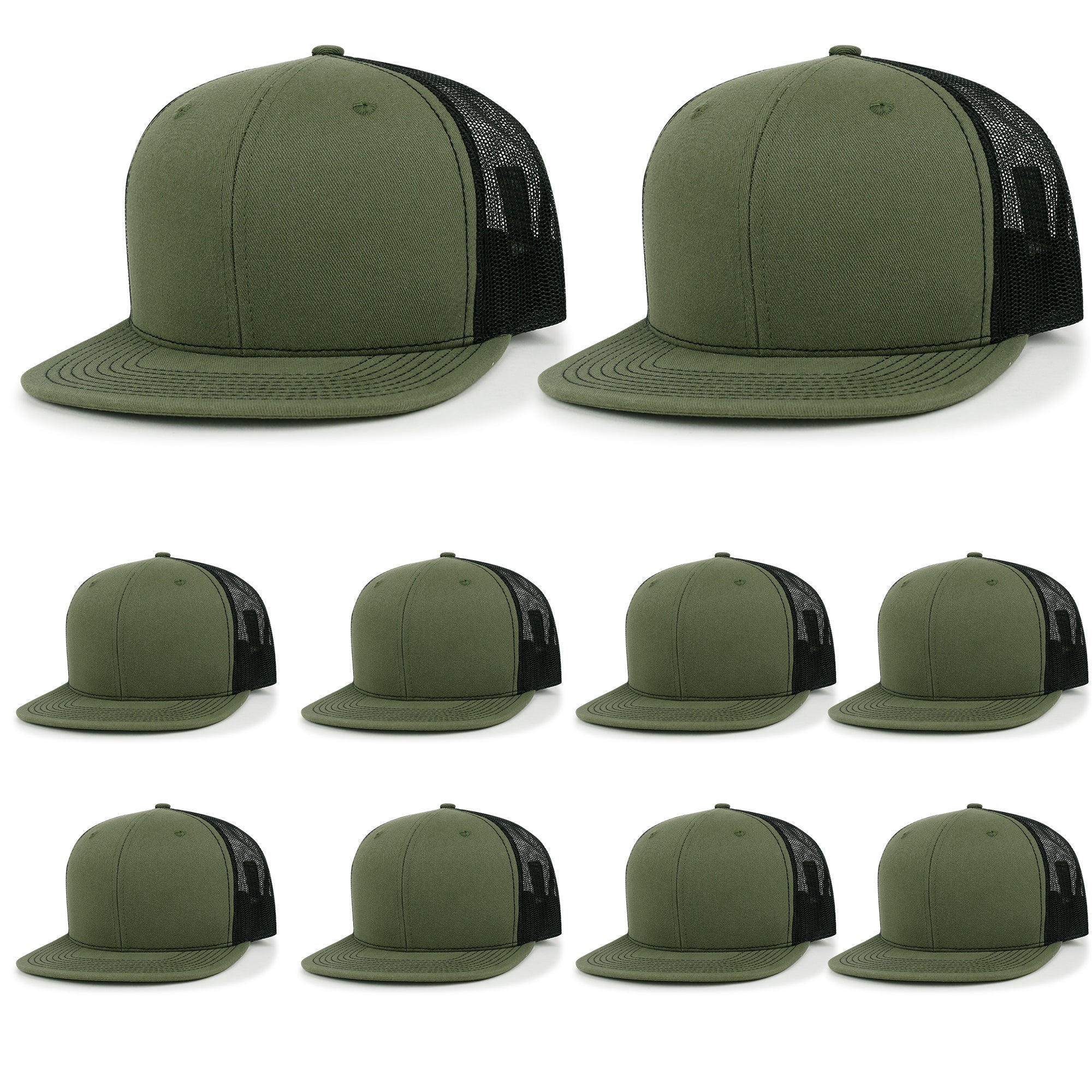10 Bulk Pack Blank Six Panel Mesh Back Baseball Cap Basic Trucker Hat