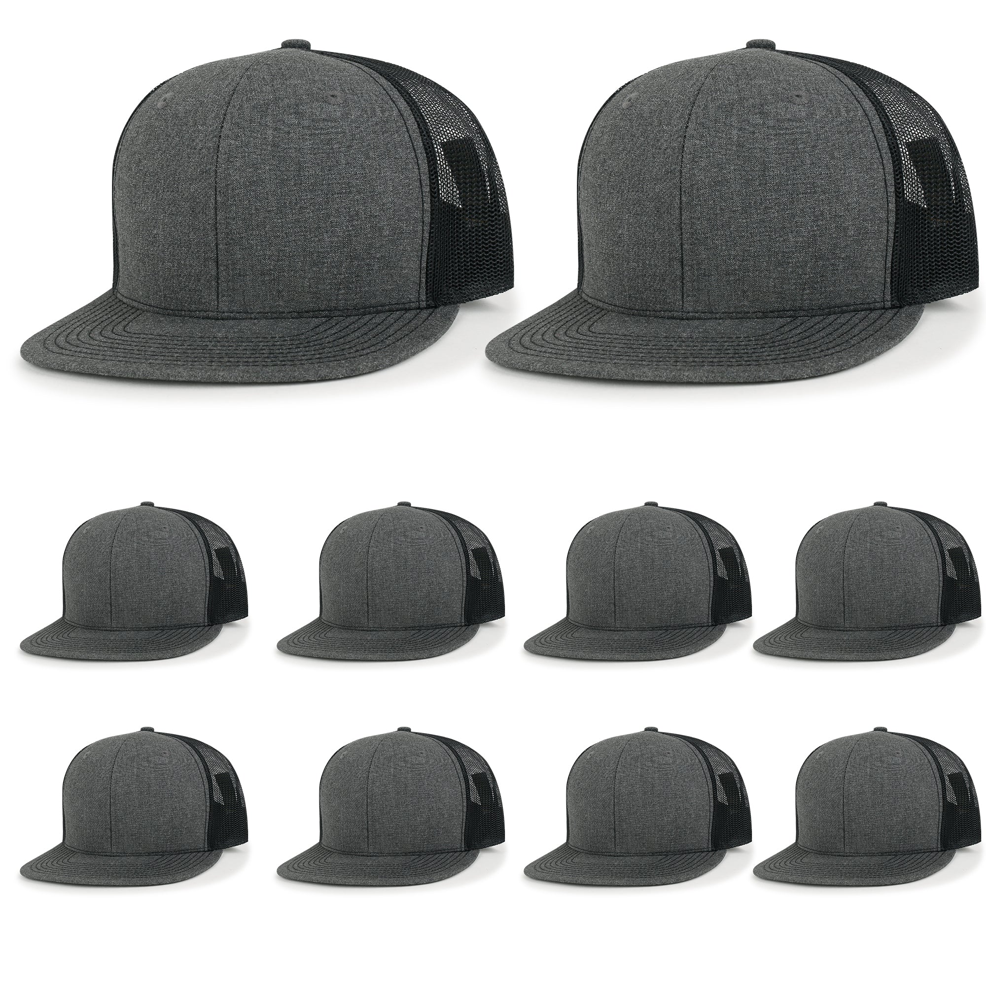 10 Bulk Pack Blank Six Panel Mesh Back Baseball Cap Basic Trucker Hat