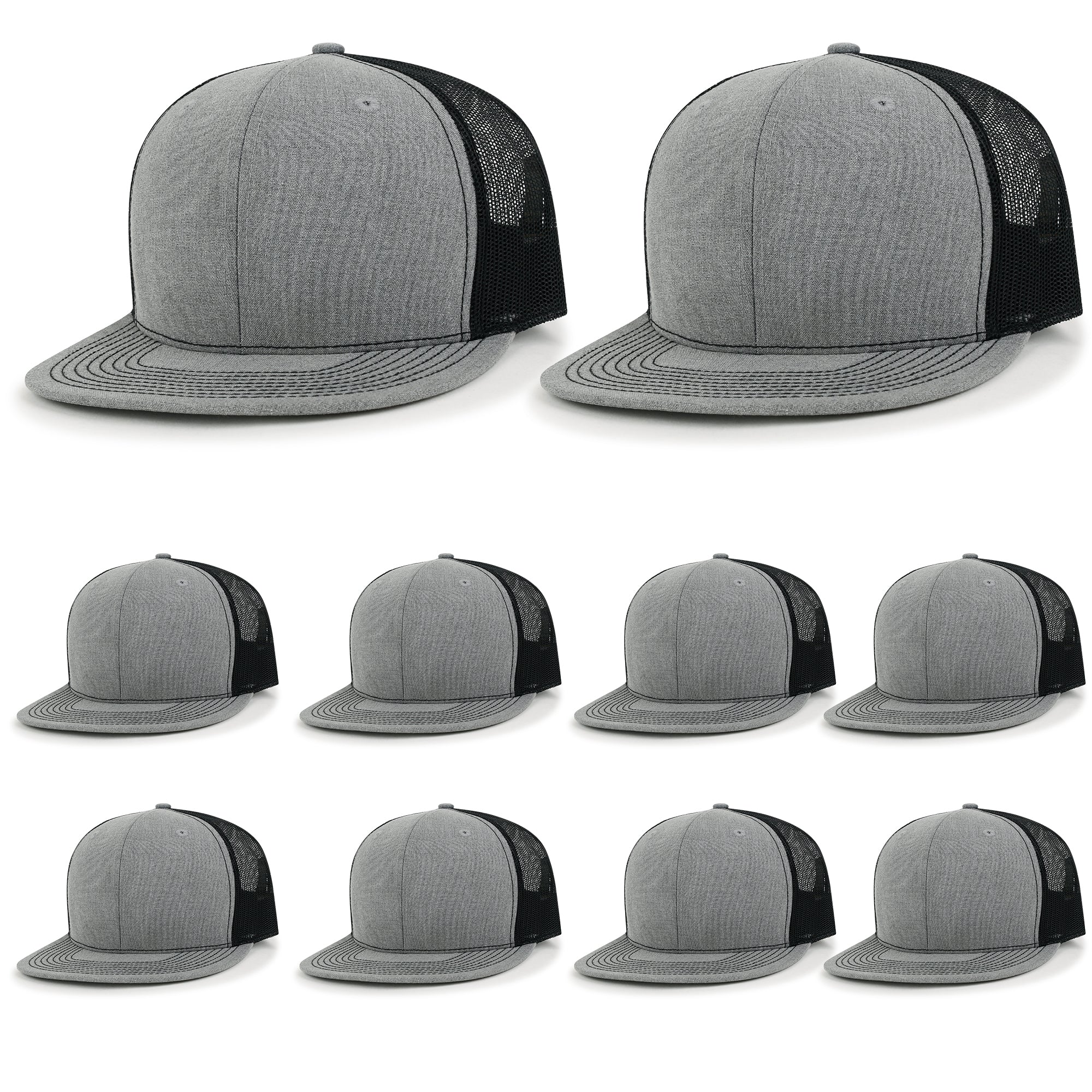 10 Bulk Pack Blank Six Panel Mesh Back Baseball Cap Basic Trucker Hat