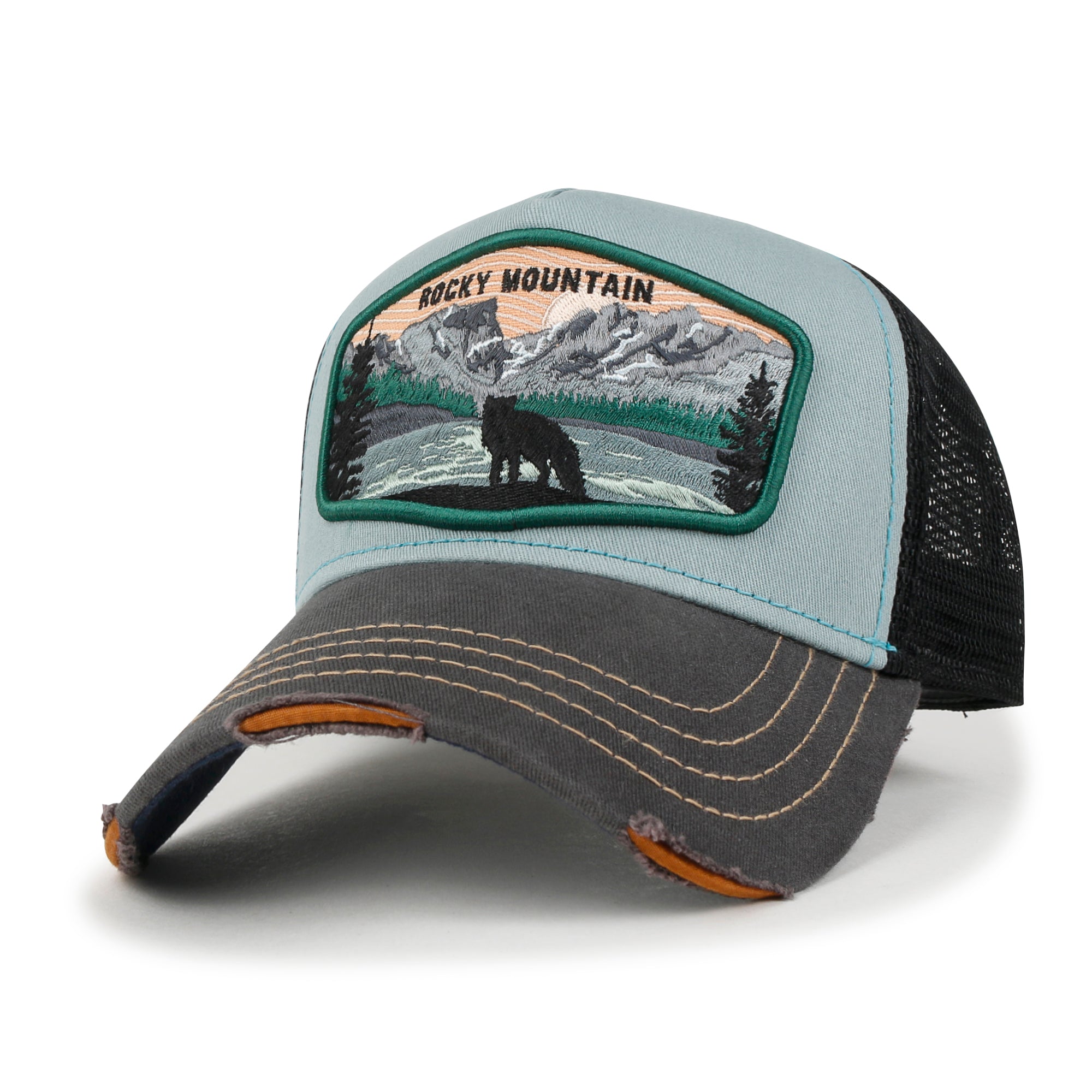Premium Rocky Mountain Embroidery Baseball Cap Structured Trucker Hat