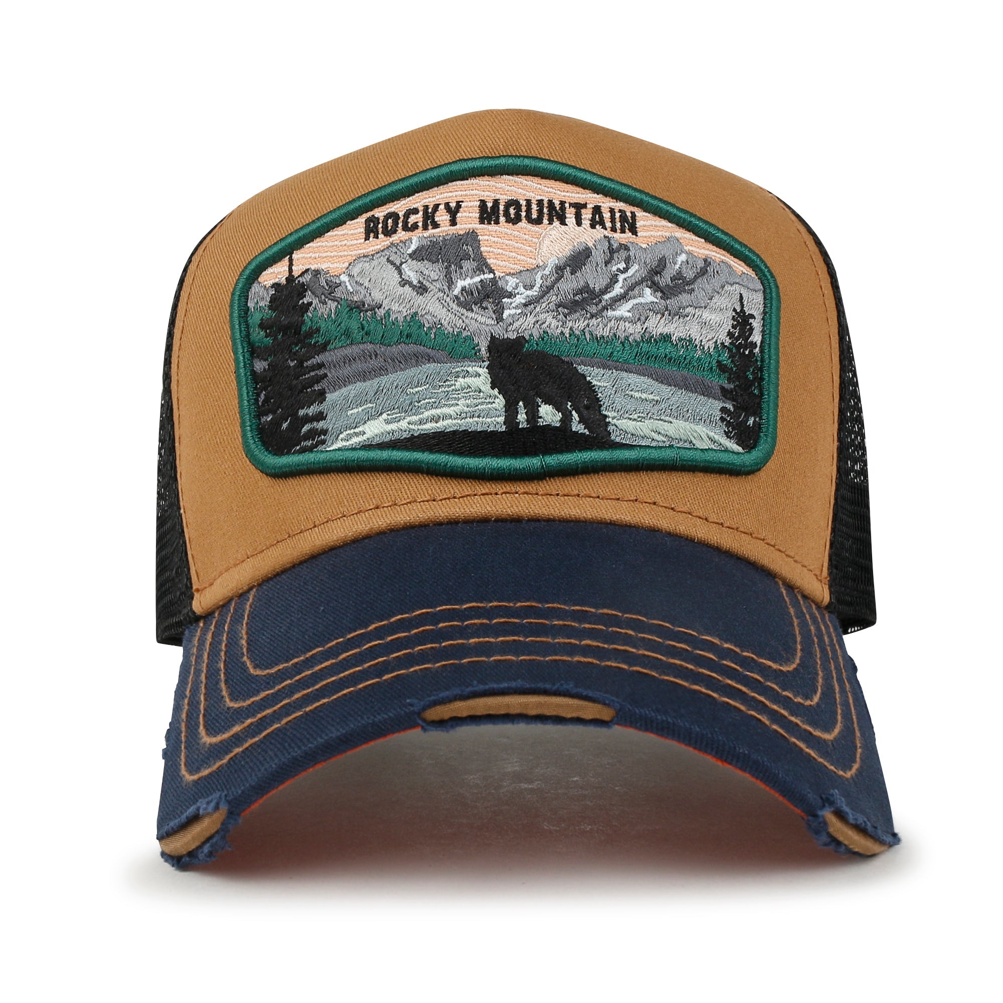 Premium Rocky Mountain Embroidery Baseball Cap Structured Trucker Hat