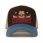 PREMIUM Cowboy Wild West Vintage Baseball Cap Structured Trucker Hat