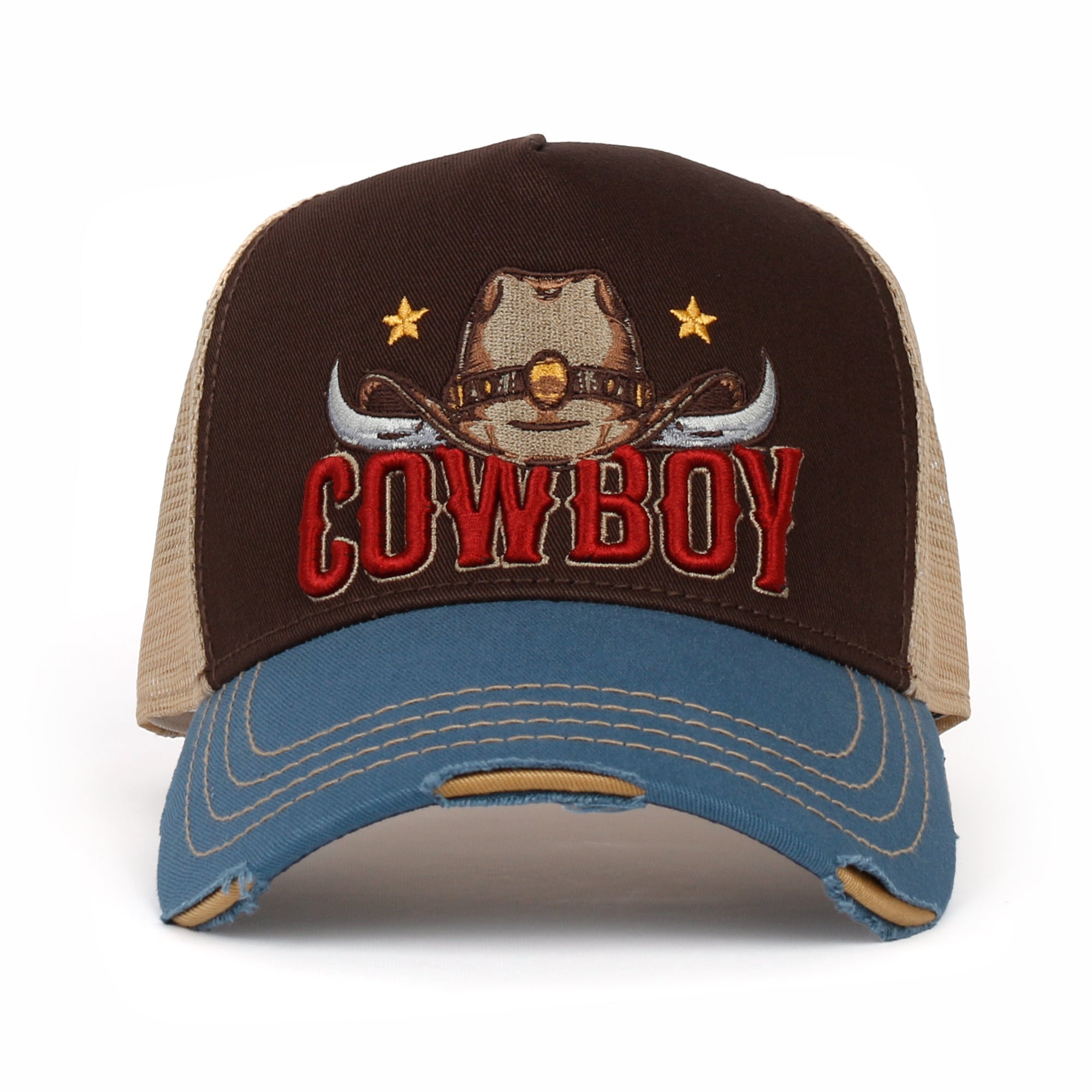 PREMIUM Cowboy Wild West Vintage Baseball Cap Structured Trucker Hat
