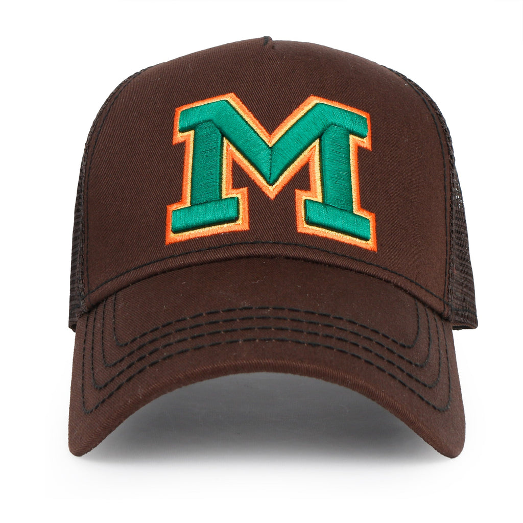 PREMIUM Letter M Embroidered Cotton Trucker Cap Varsity Baseball Cap