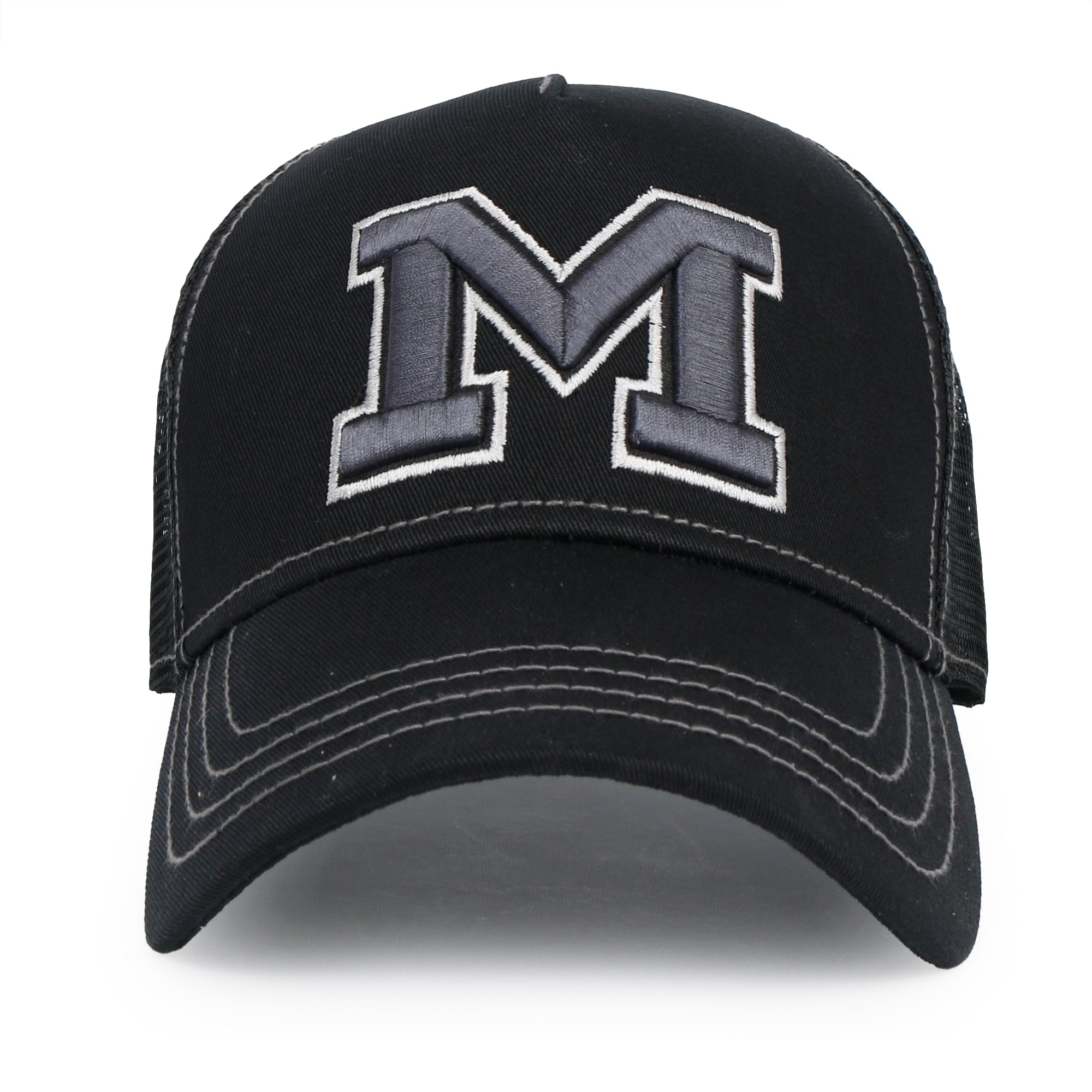 PREMIUM Letter M Embroidered Cotton Trucker Cap Varsity Baseball Cap