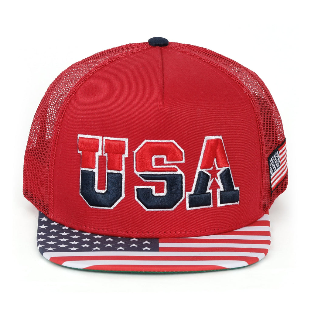 United States Of America USA Flag Embroidery Trucker Hat Baseball Cap