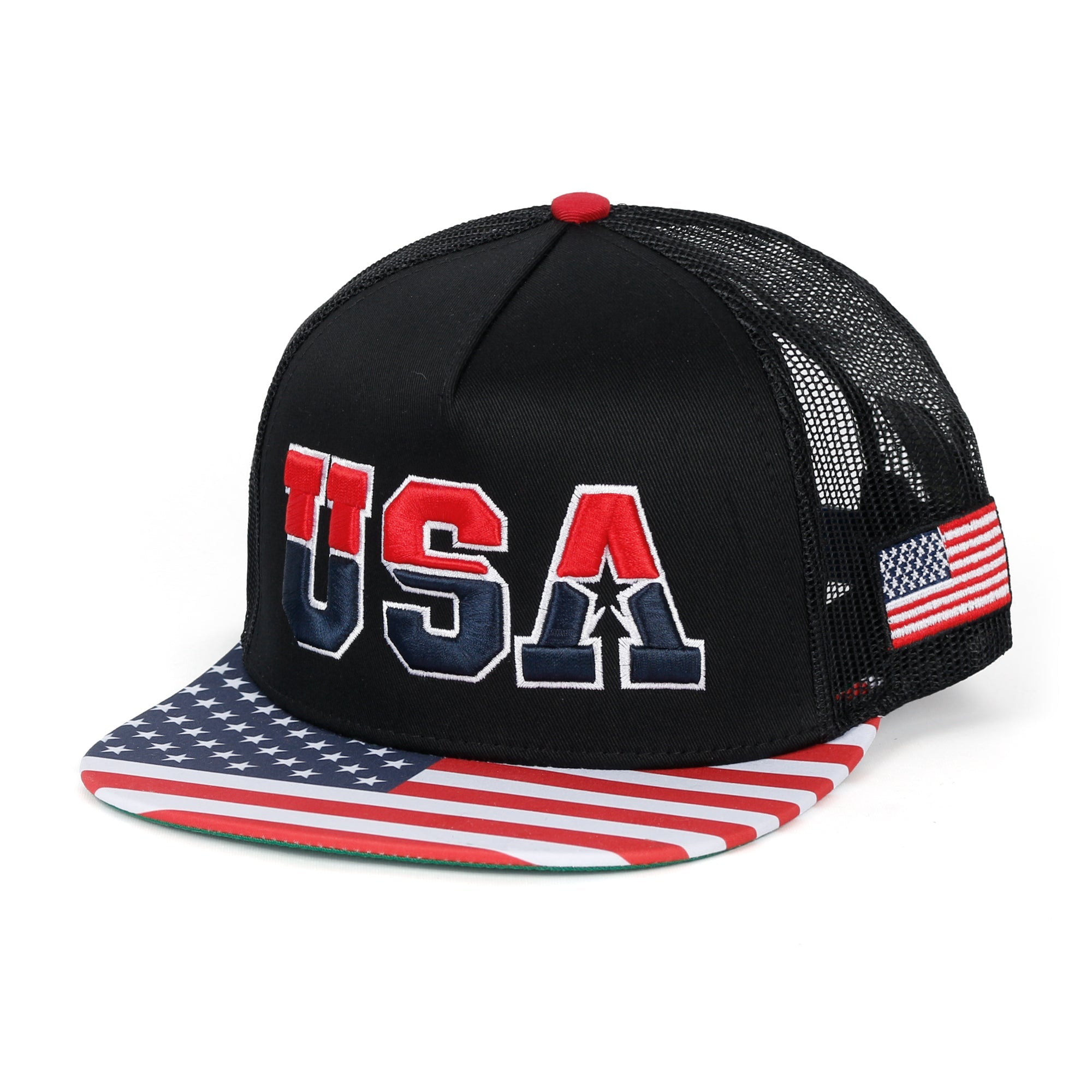 United States Of America USA Flag Embroidery Trucker Hat Baseball Cap