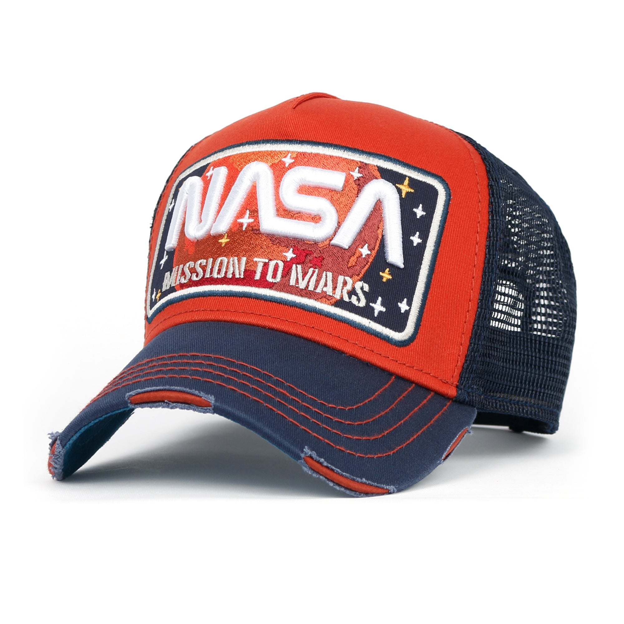 PREMIUM NASA Mars Mission Embroidered Distressed Trucker Cap