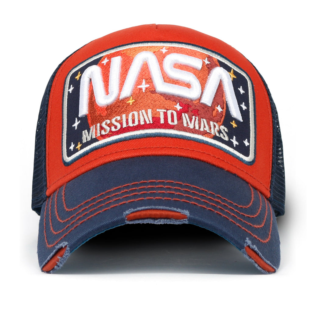PREMIUM NASA Mars Mission Embroidered Distressed Trucker Cap